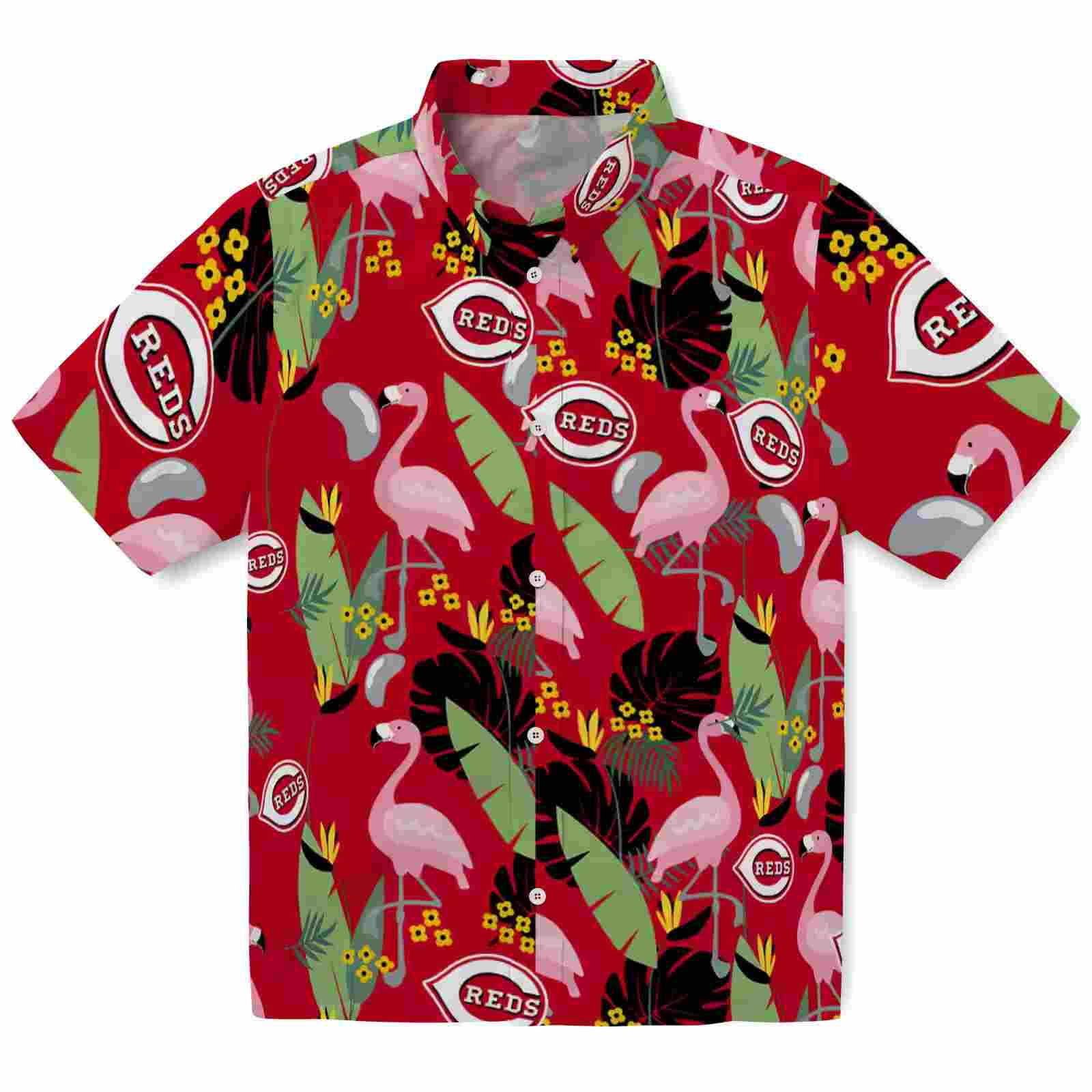 Cincinnati Reds Flamingo Leaves Red Hawaiian Shirt