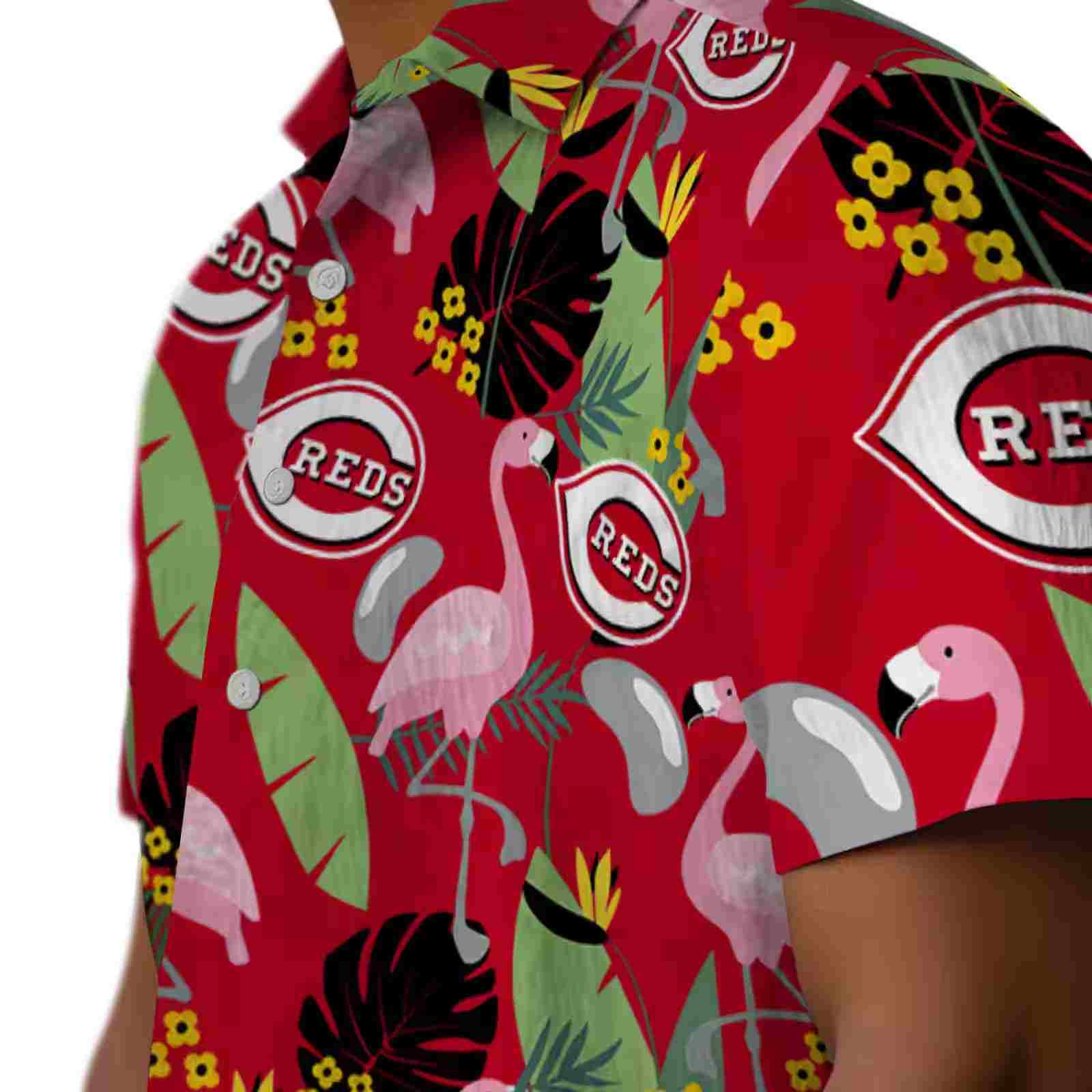 cincinnati reds flamingo leaves red hawaiian shirt trendy