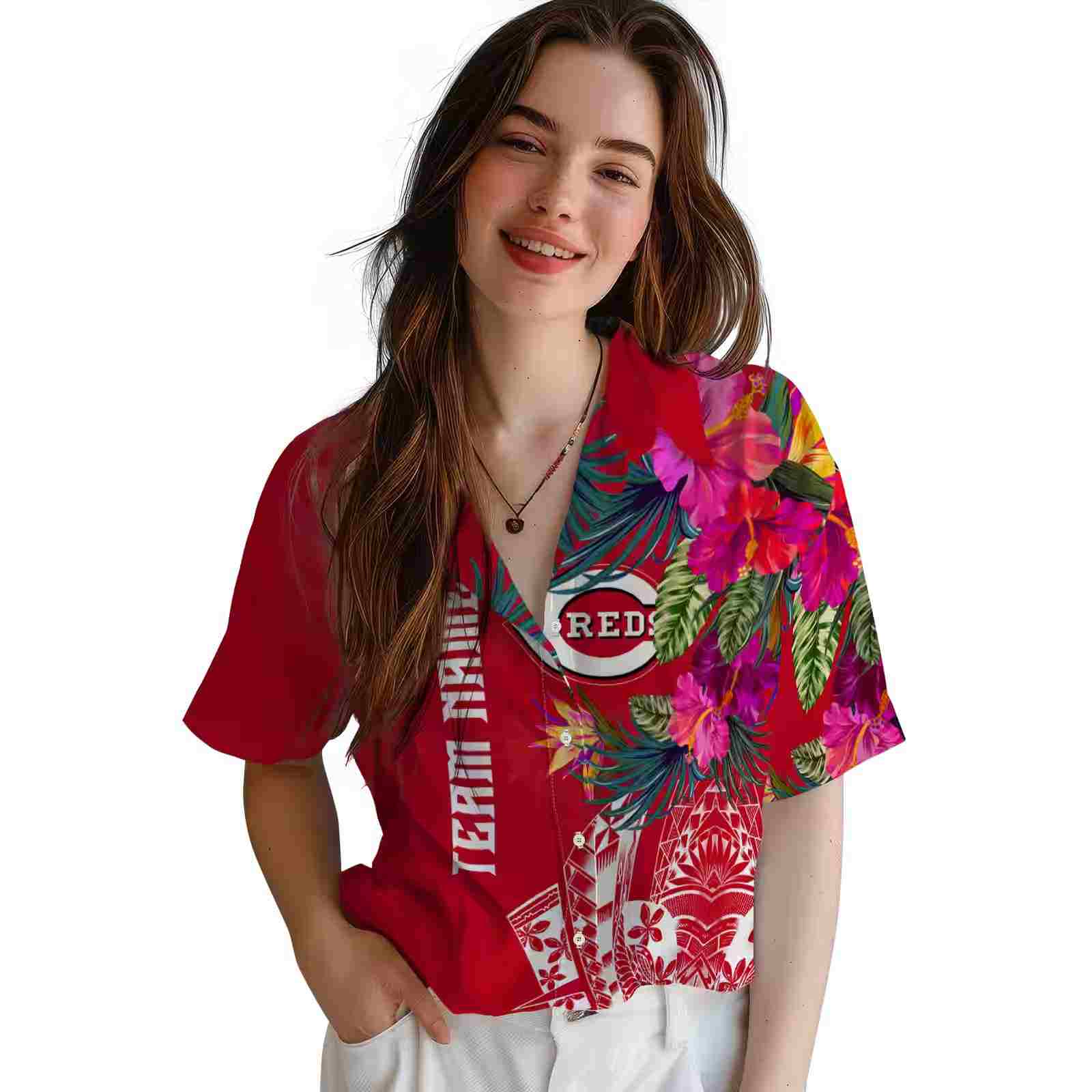 cincinnati reds floral polynesian red hawaiian shirt latest model