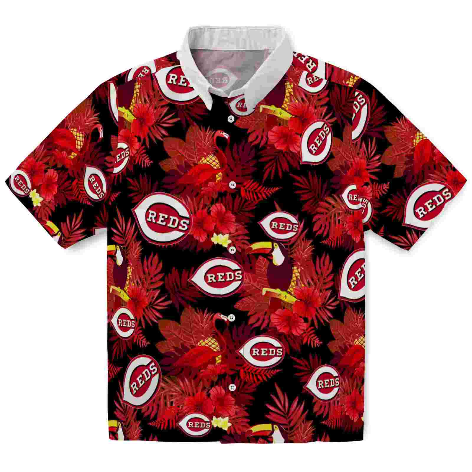 Cincinnati Reds Floral Toucan Red Hawaiian Shirt