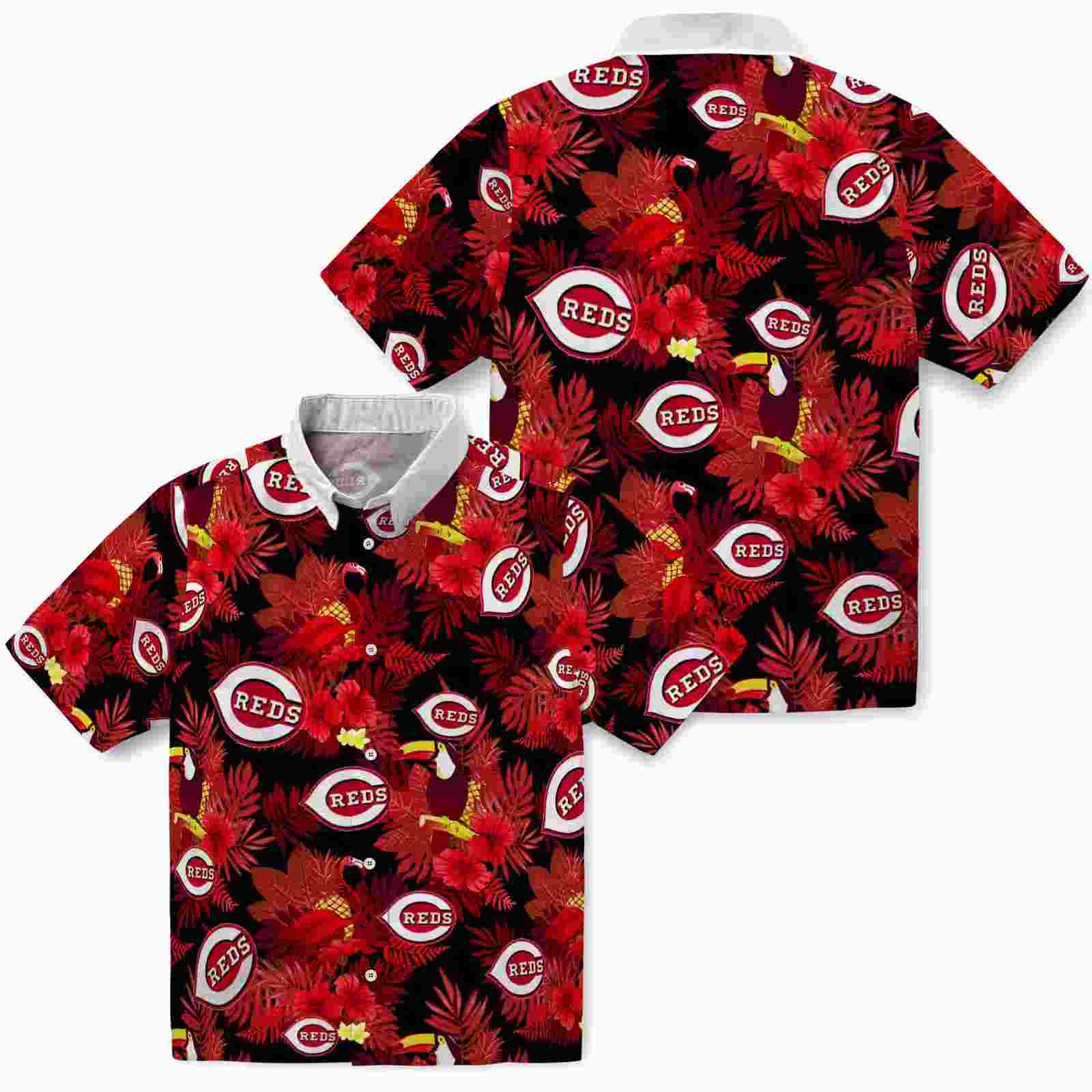 cincinnati reds floral toucan red hawaiian shirt high quality