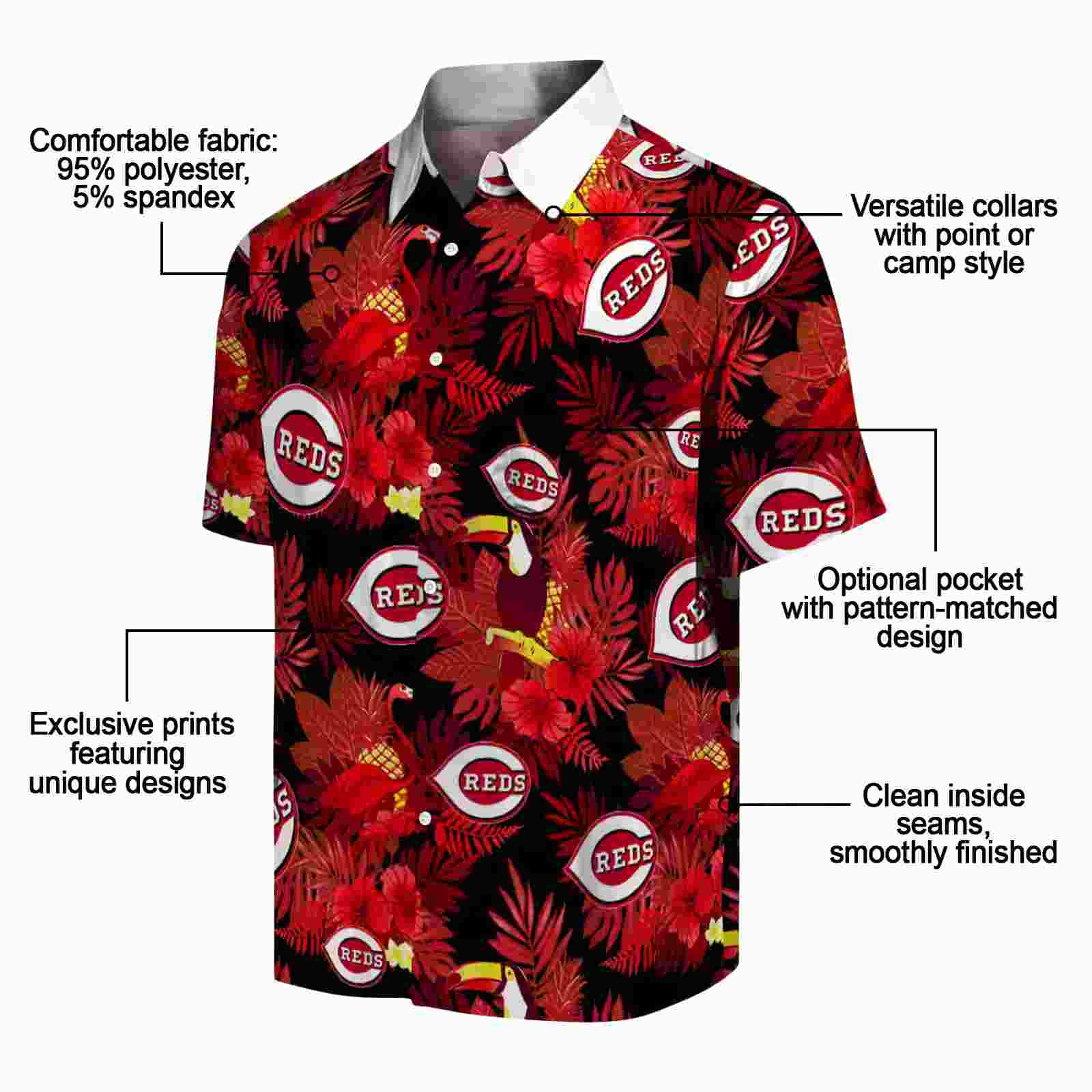 cincinnati reds floral toucan red hawaiian shirt new arrival