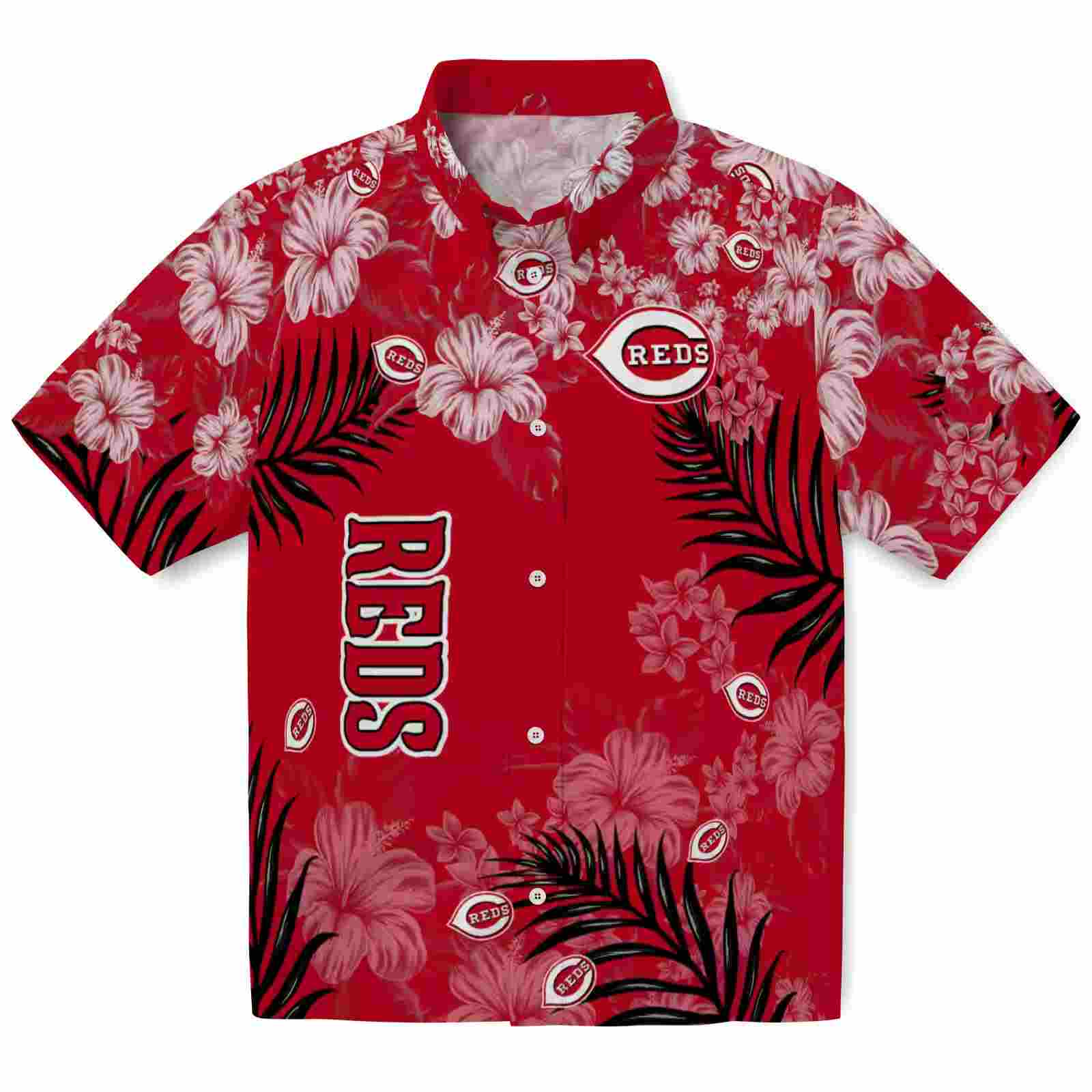 Cincinnati Reds Hibiscus Print Red Hawaiian Shirt