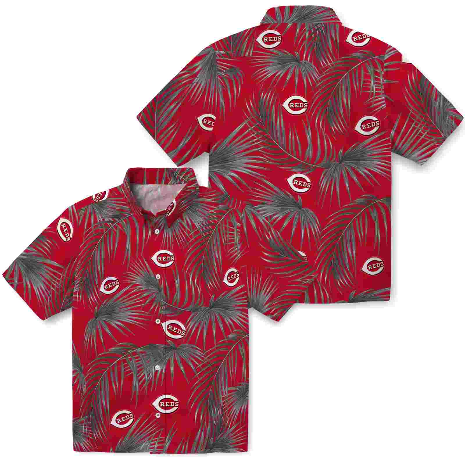 cincinnati reds leafy palms red hawaiian shirt high quality