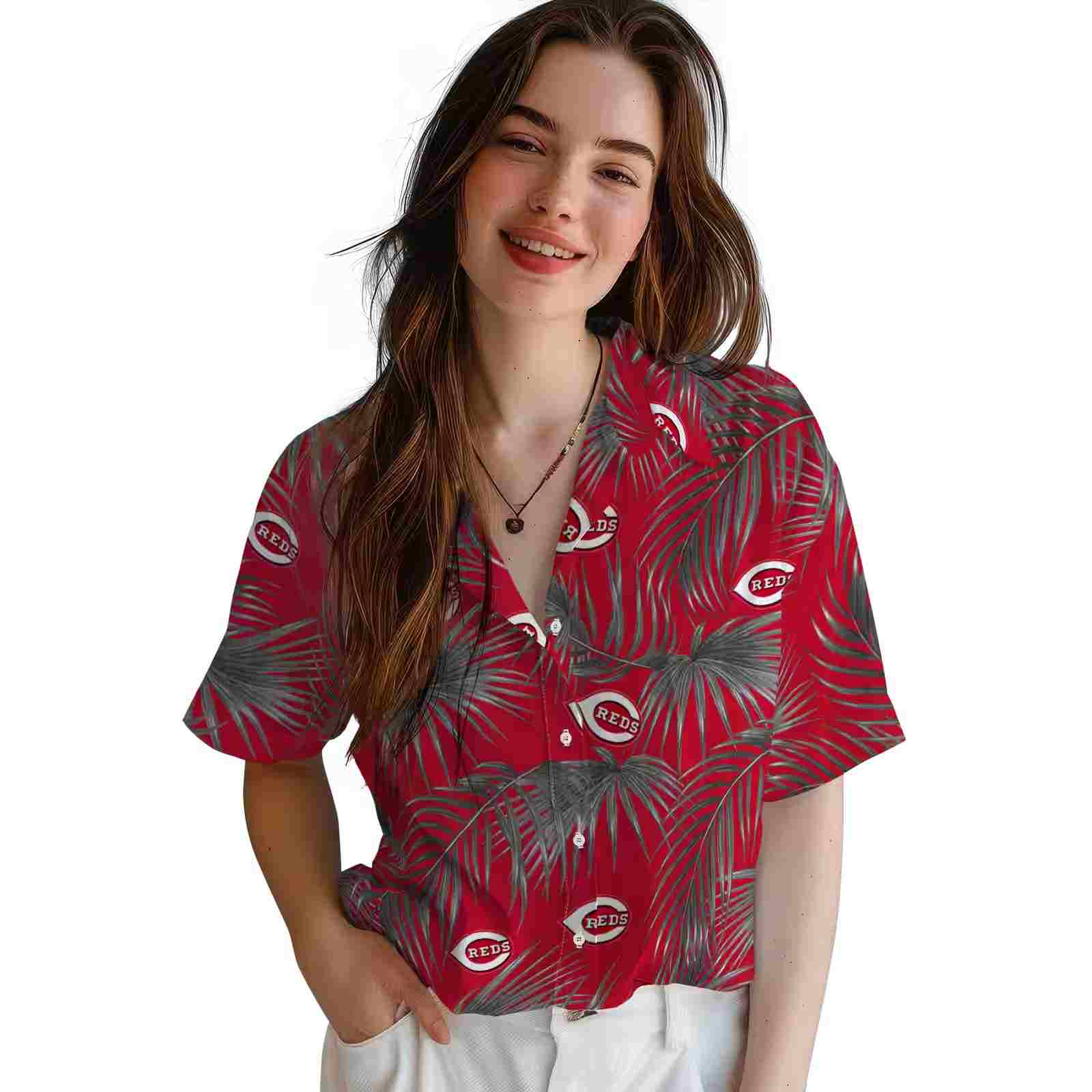 cincinnati reds leafy palms red hawaiian shirt latest model