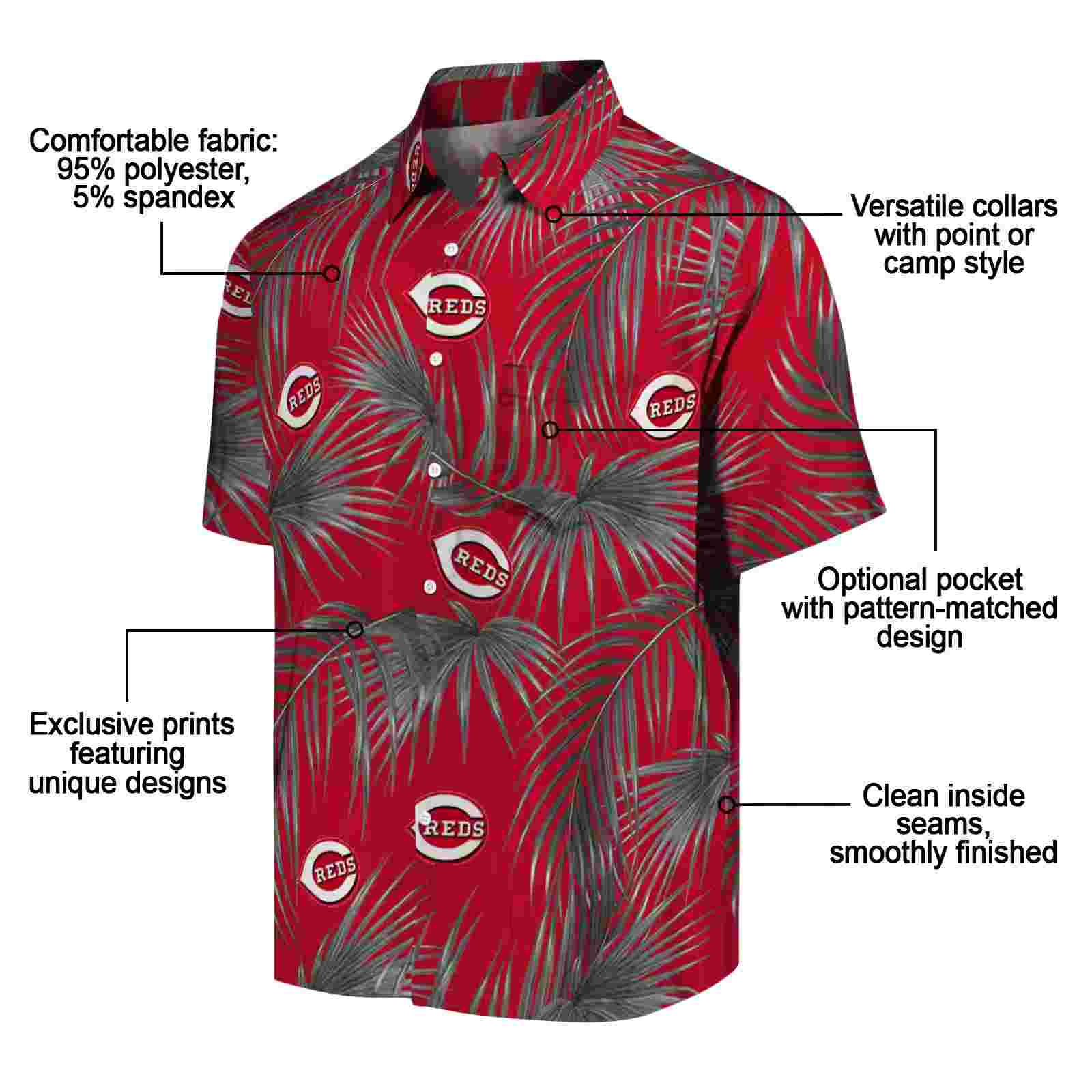 cincinnati reds leafy palms red hawaiian shirt new arrival