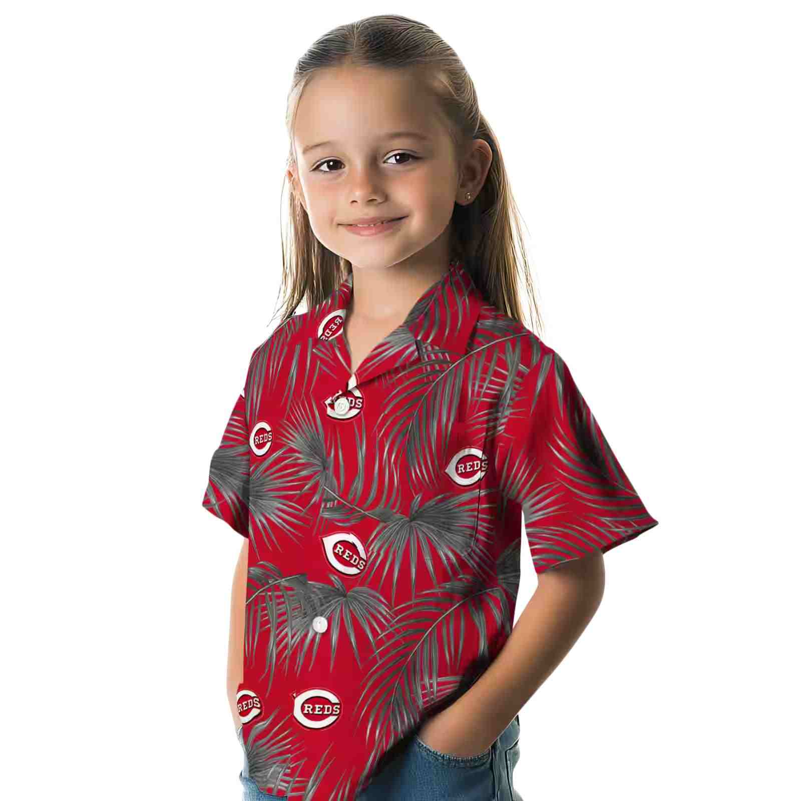 cincinnati reds leafy palms red hawaiian shirt premium grade