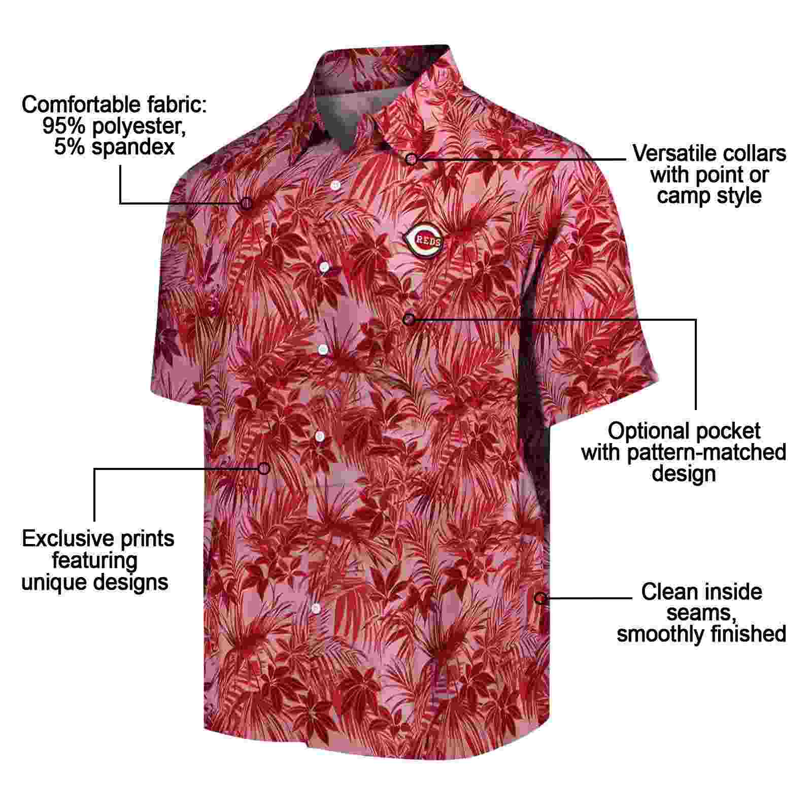 cincinnati reds leafy pattern red hawaiian shirt new arrival