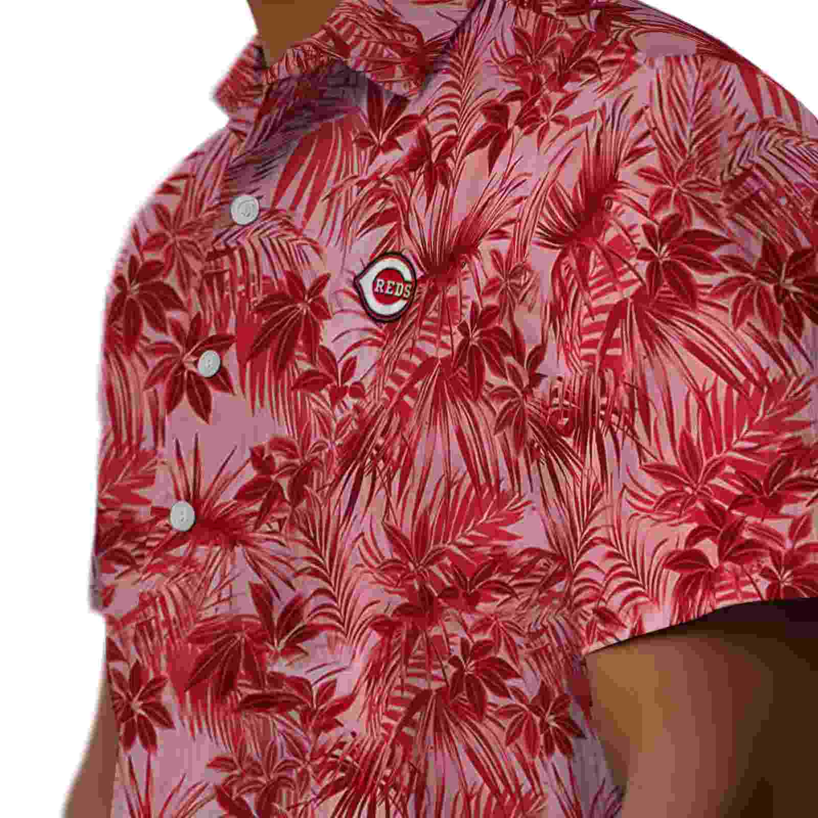 cincinnati reds leafy pattern red hawaiian shirt trendy