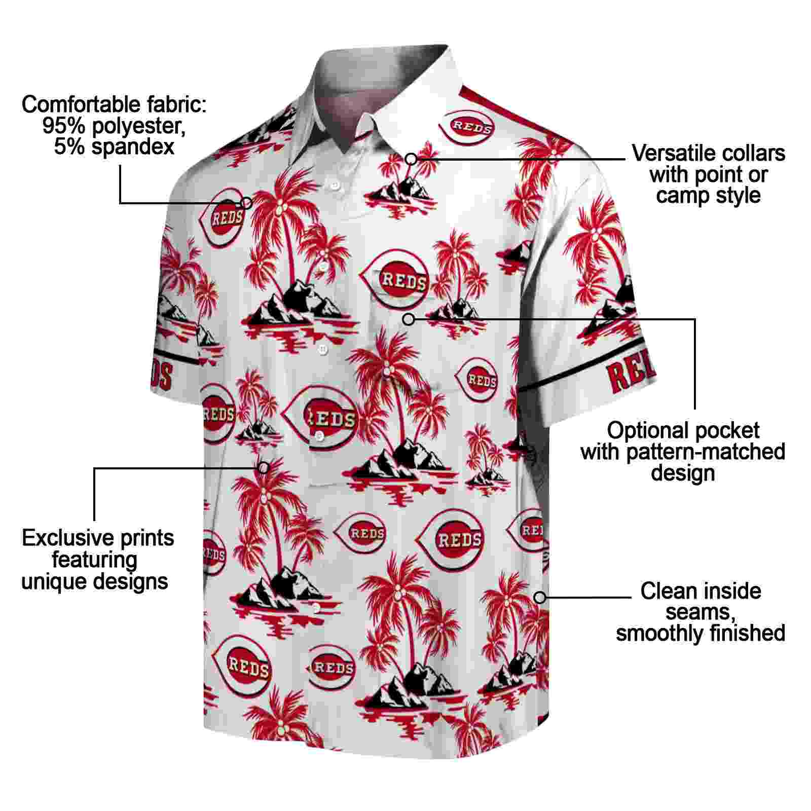 cincinnati reds palm island print red white hawaiian shirt new arrival