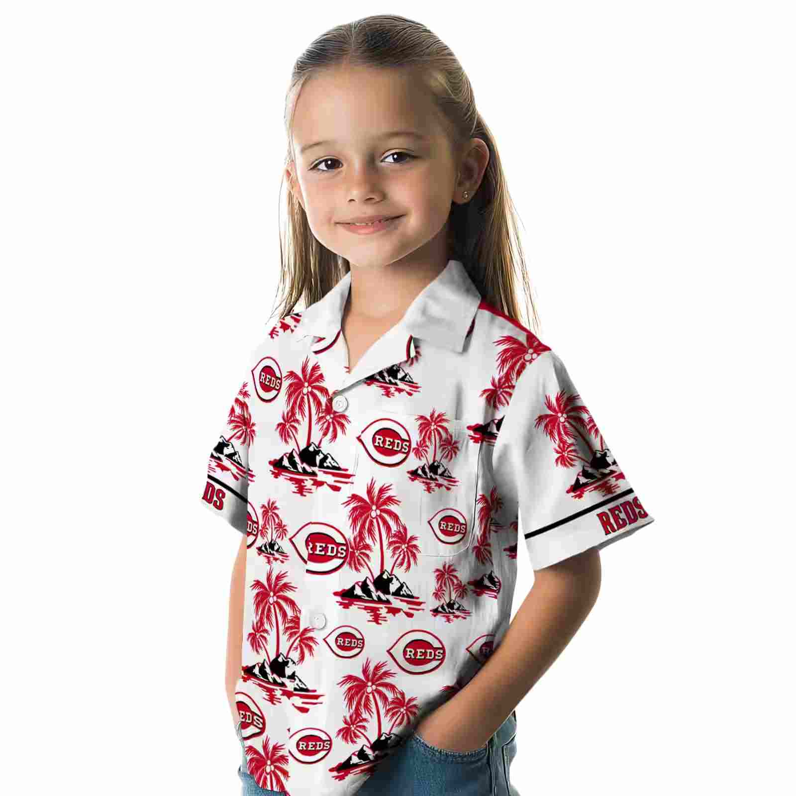 cincinnati reds palm island print red white hawaiian shirt premium grade