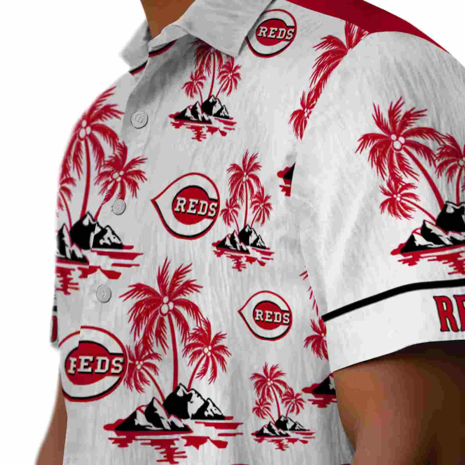 cincinnati reds palm island print red white hawaiian shirt trendy