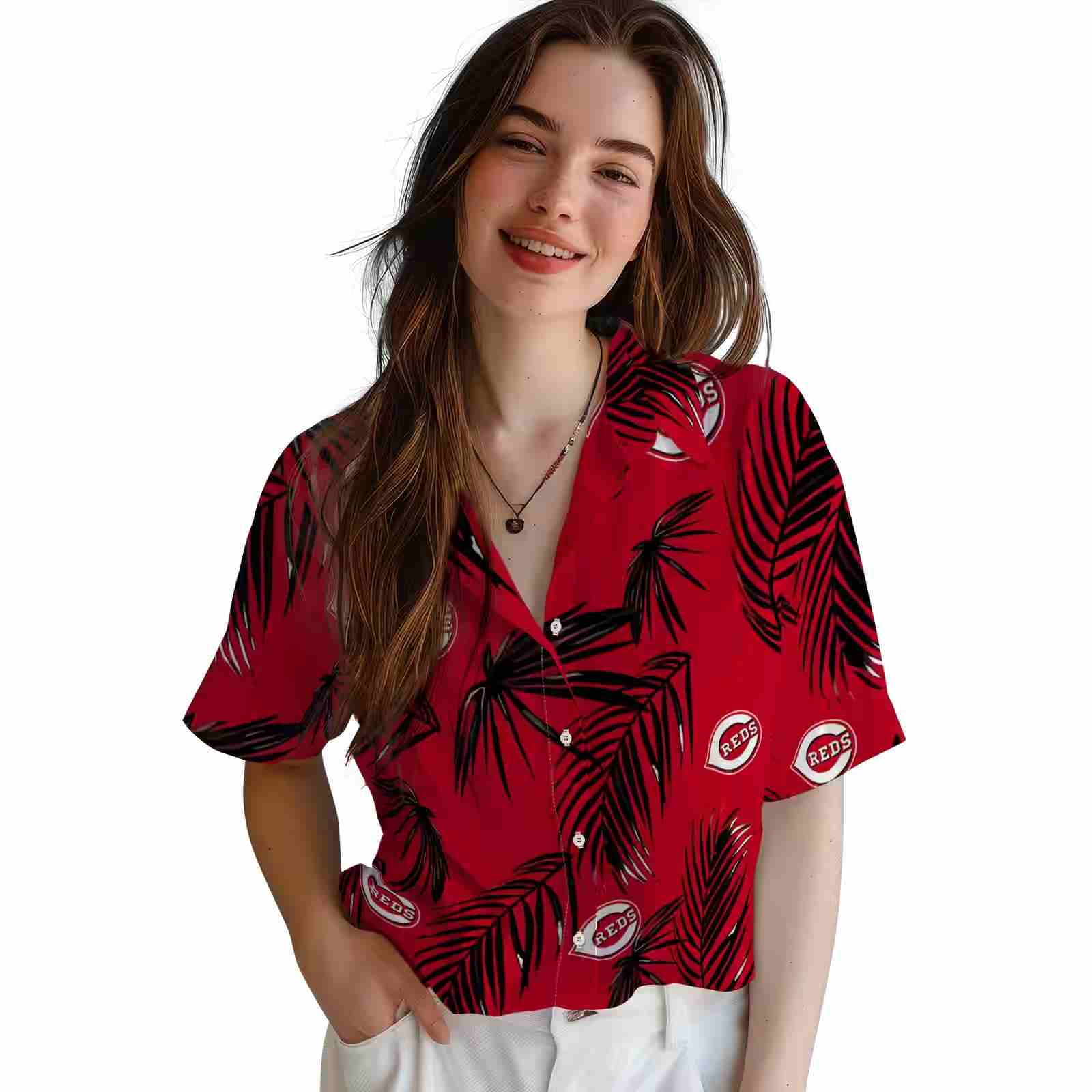 cincinnati reds palm leaf red hawaiian shirt latest model