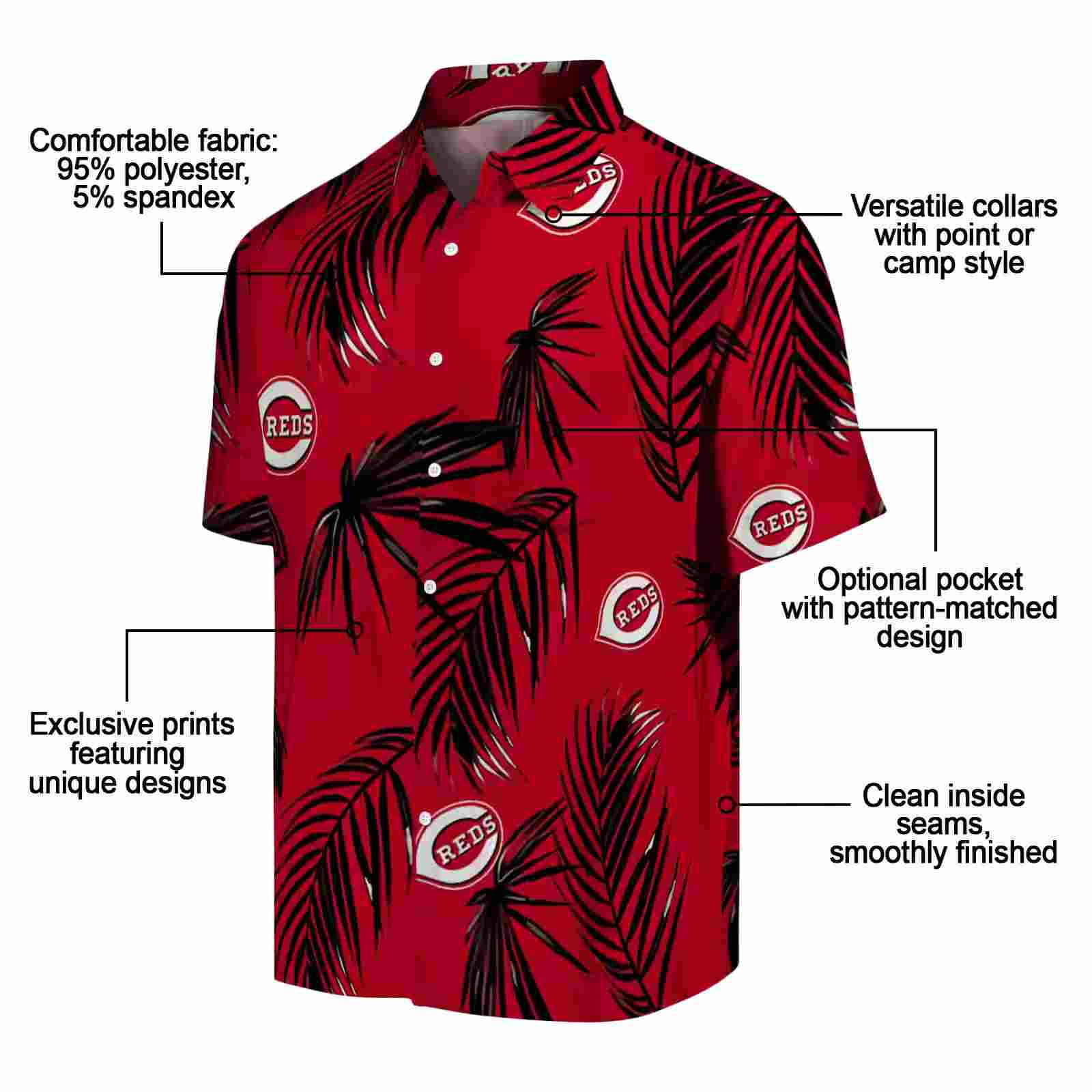 cincinnati reds palm leaf red hawaiian shirt new arrival