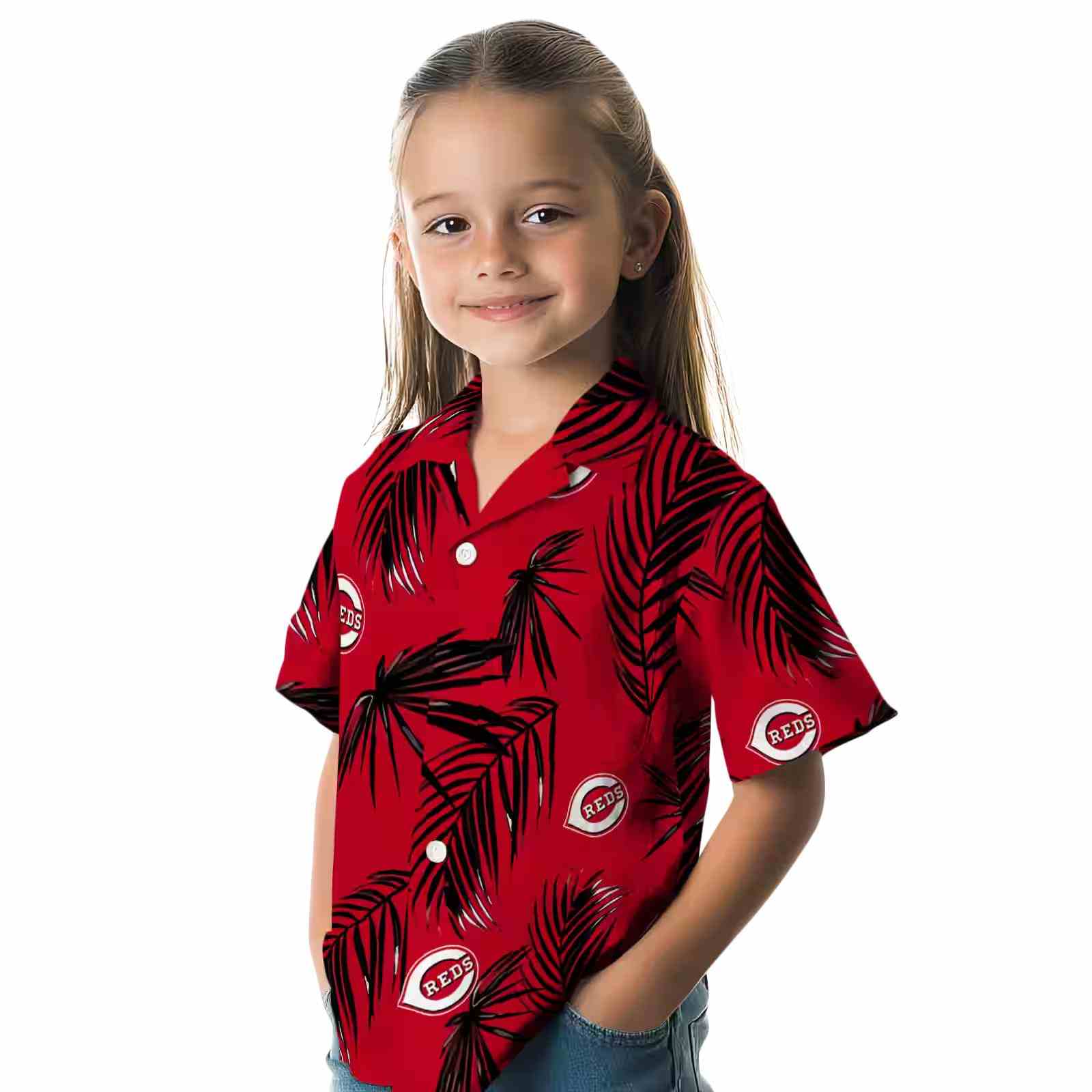 cincinnati reds palm leaf red hawaiian shirt premium grade