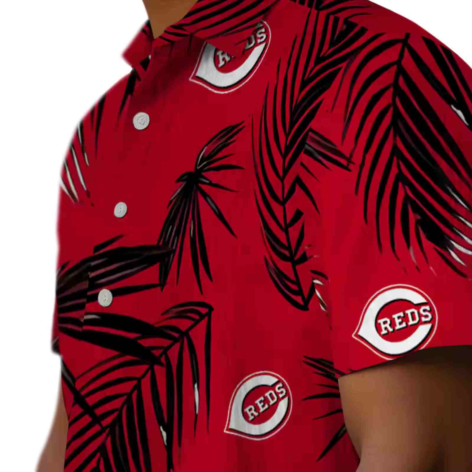 cincinnati reds palm leaf red hawaiian shirt trendy