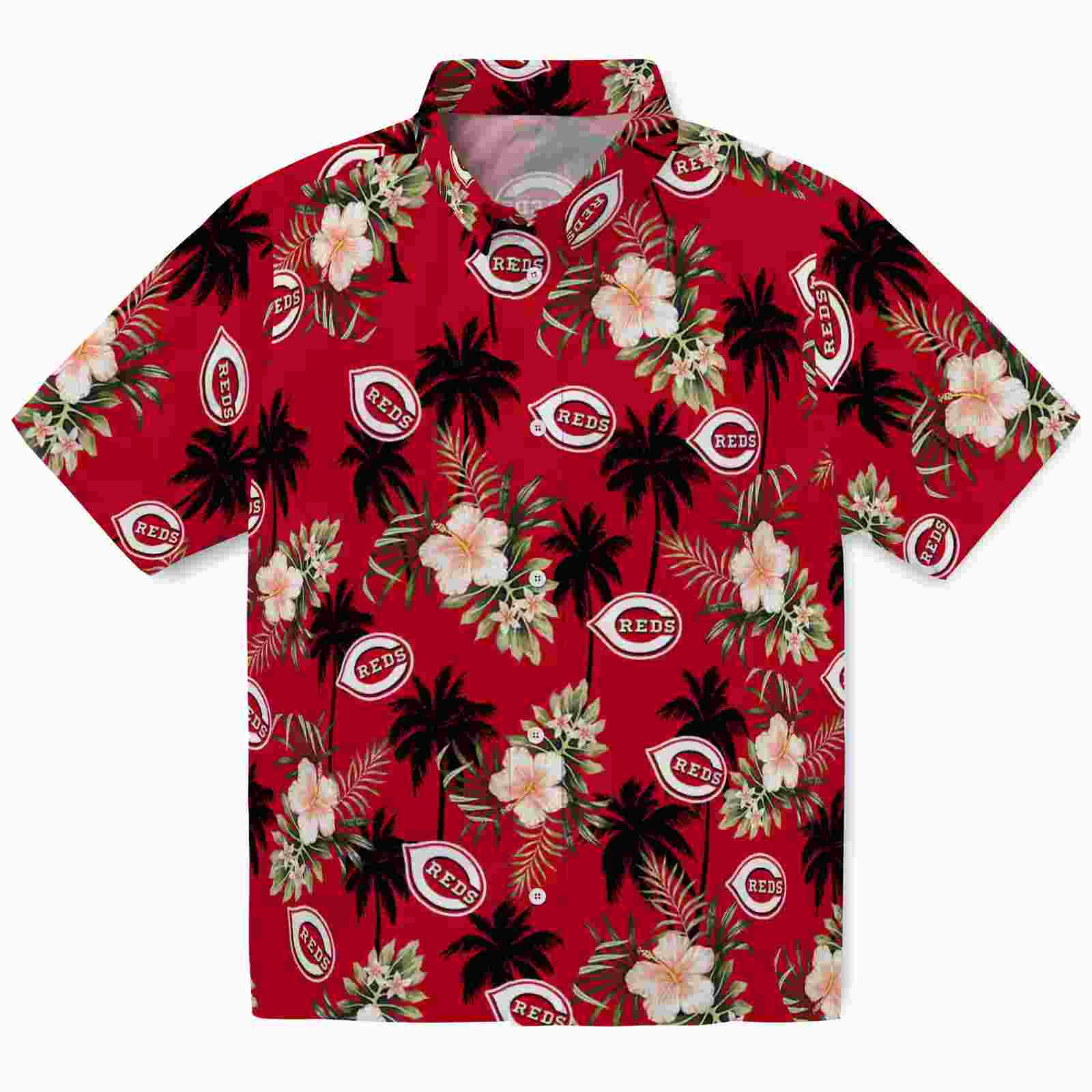 Cincinnati Reds Palm Tree Flower Red Hawaiian Shirt