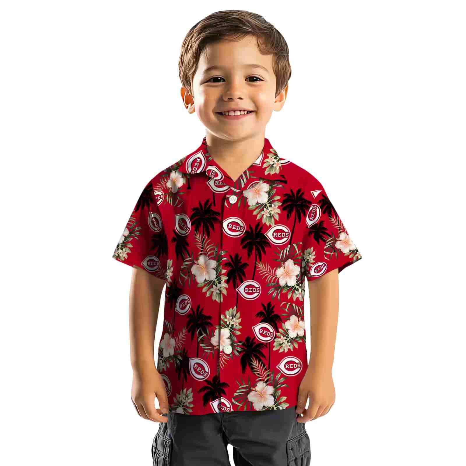 cincinnati reds palm tree flower red hawaiian shirt top rated