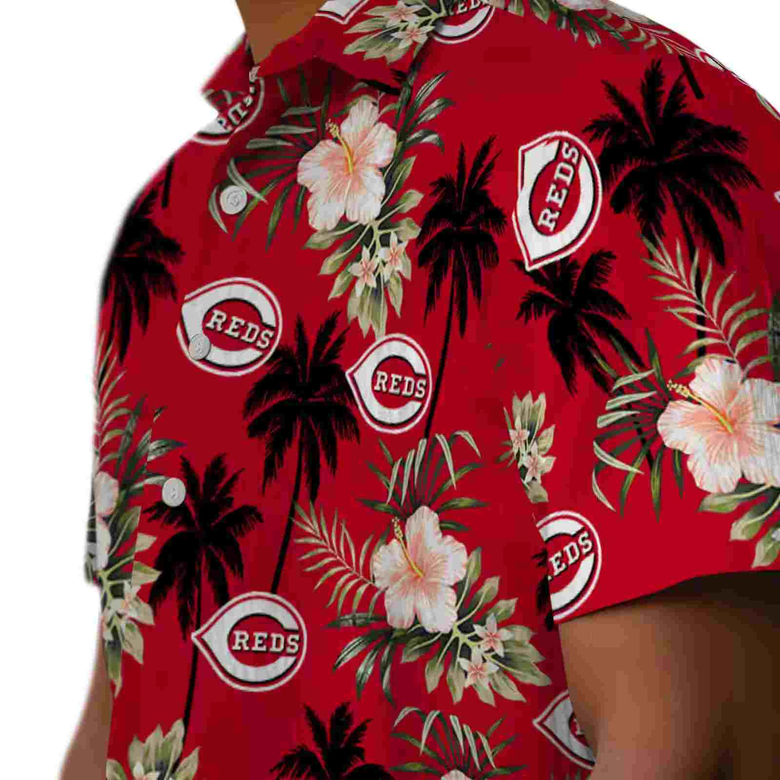 cincinnati reds palm tree flower red hawaiian shirt trendy