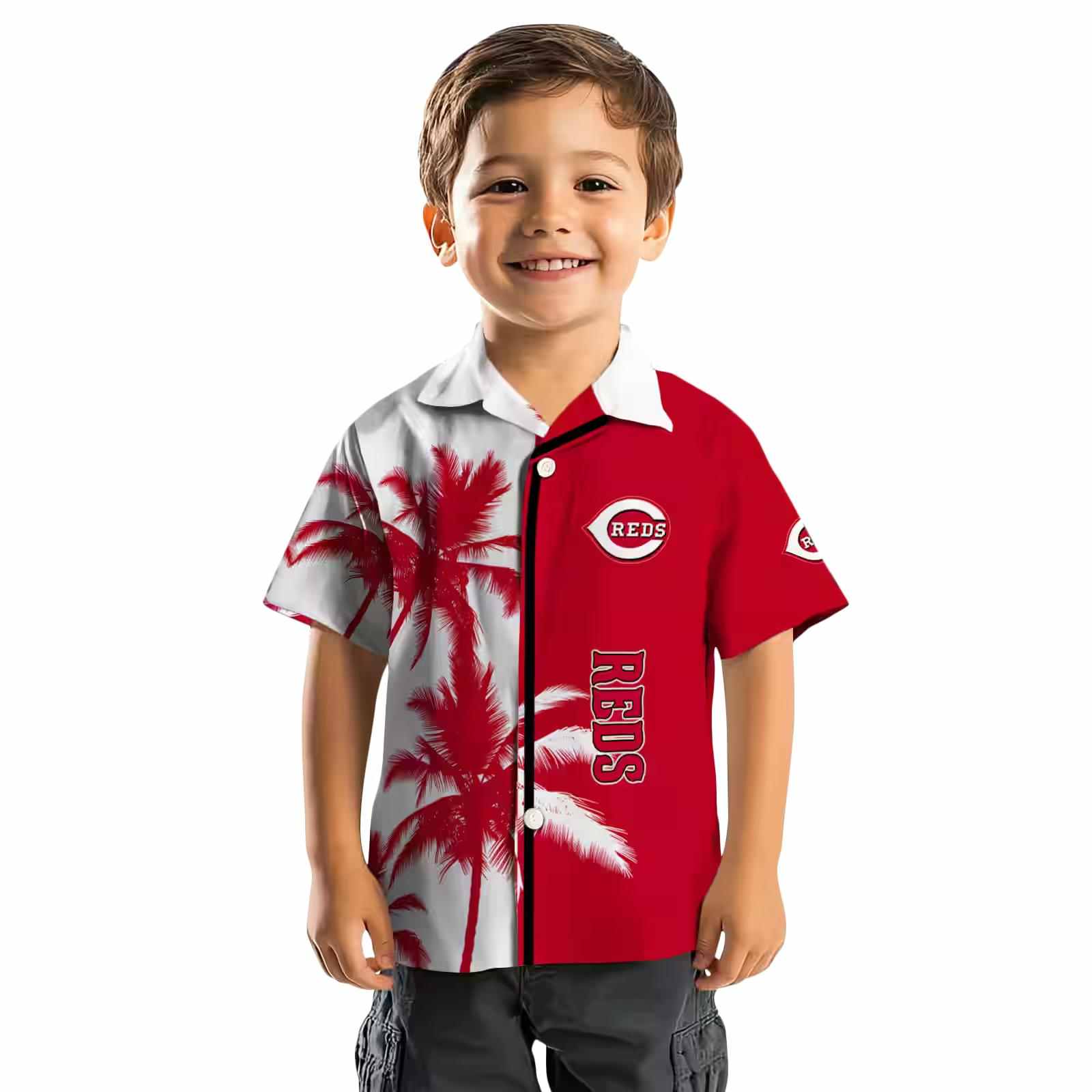 cincinnati reds palm trees red white hawaiian shirt top rated