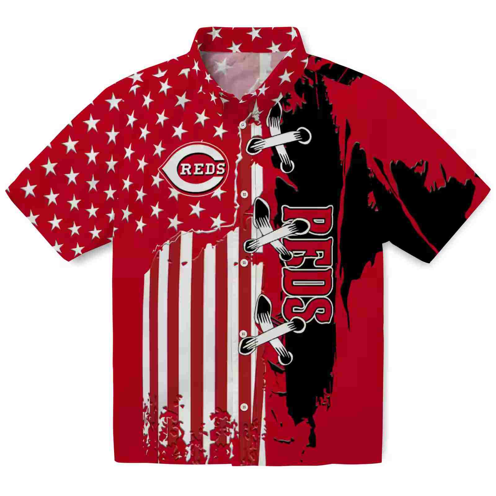 Cincinnati Reds Stitched Flag Red Hawaiian Shirt