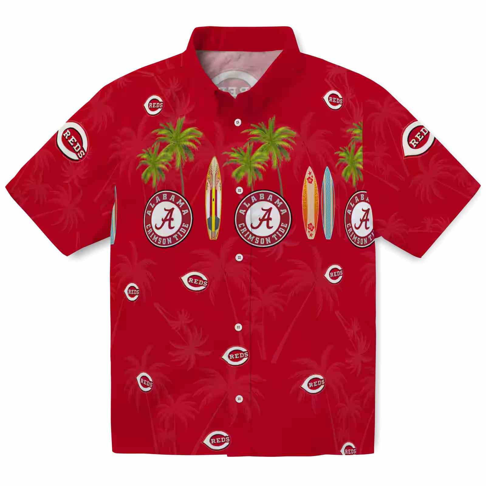 Cincinnati Reds Surfboard Palm Red Hawaiian Shirt