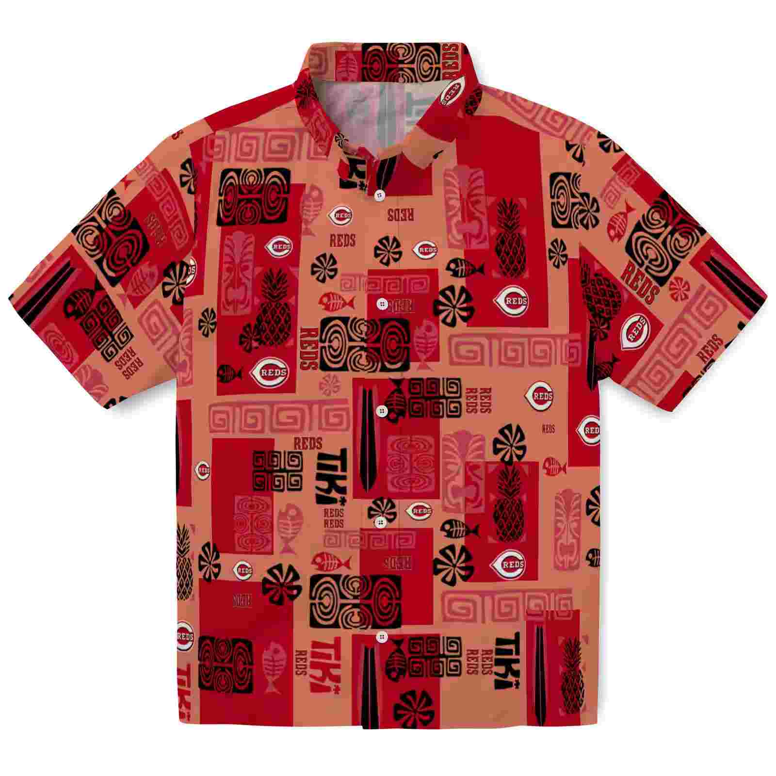 Cincinnati Reds Tribal Symbols Red Hawaiian Shirt