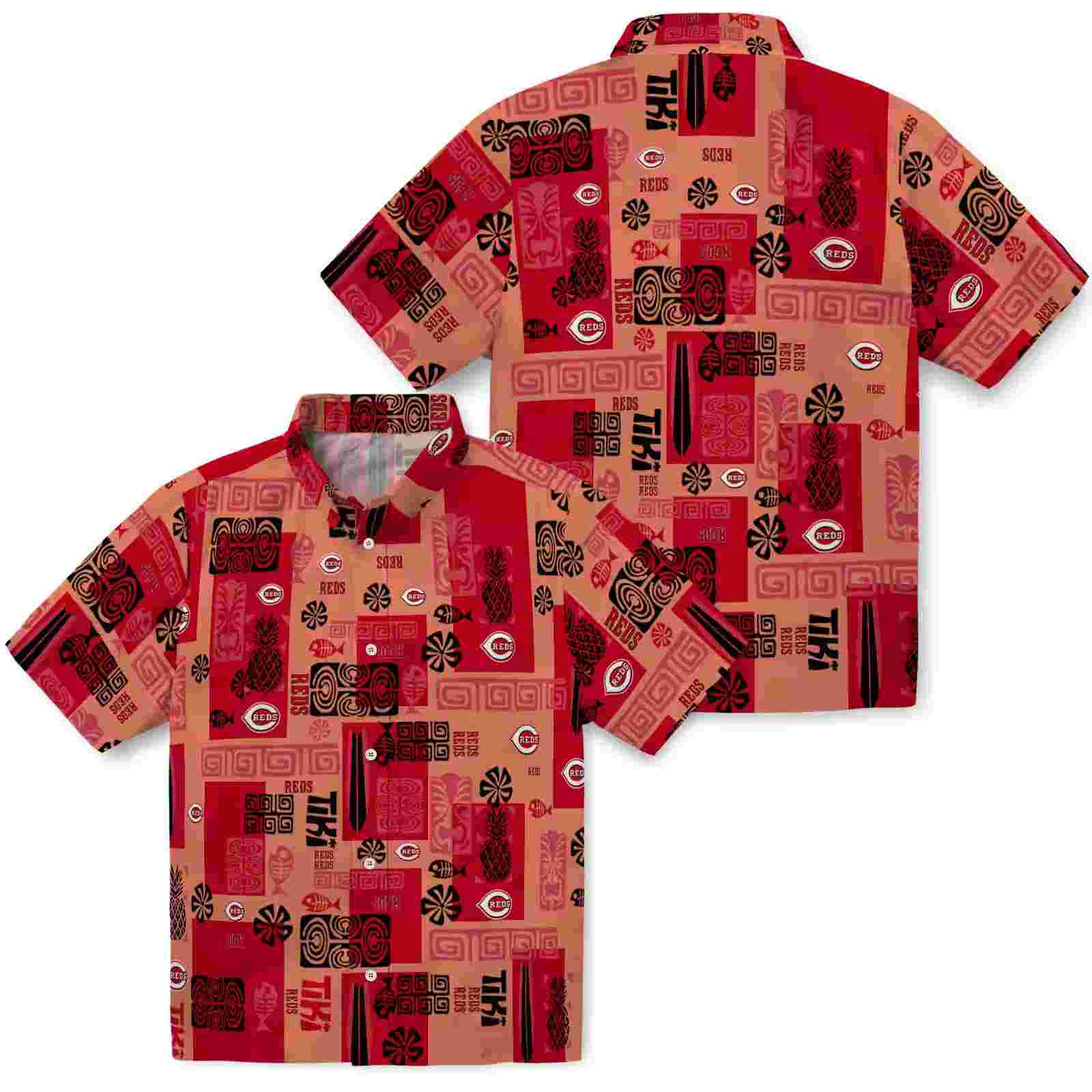 cincinnati reds tribal symbols red hawaiian shirt high quality