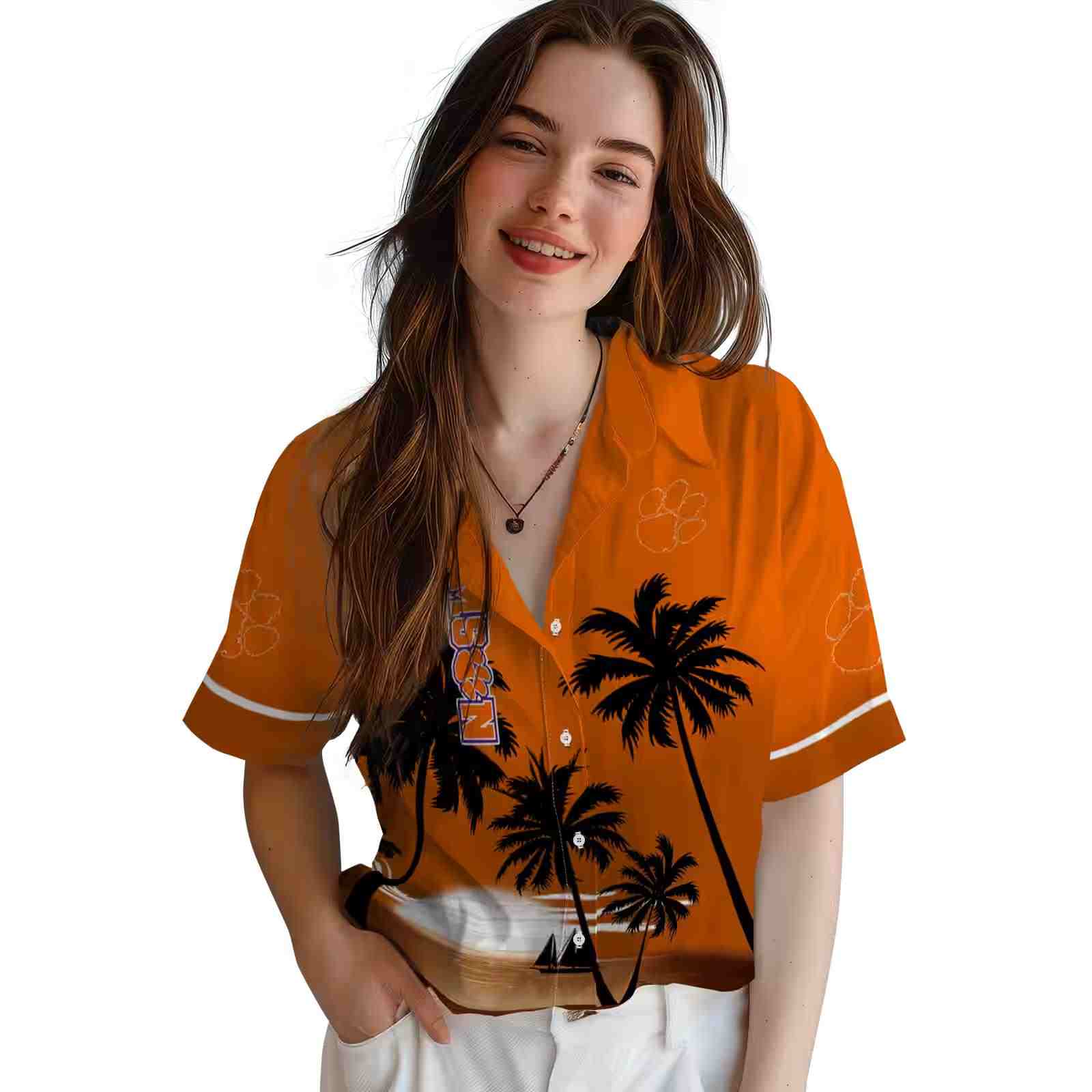 clemson tigers beach sunset orange black hawaiian shirt latest model