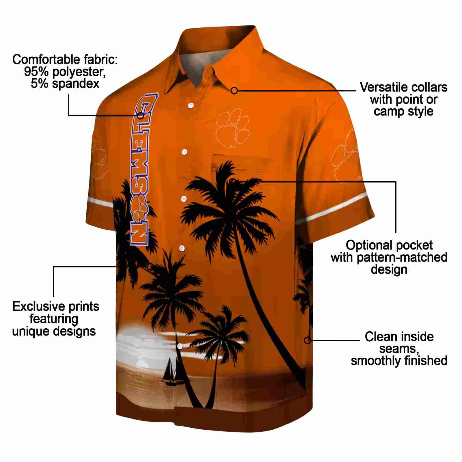 clemson tigers beach sunset orange black hawaiian shirt new arrival