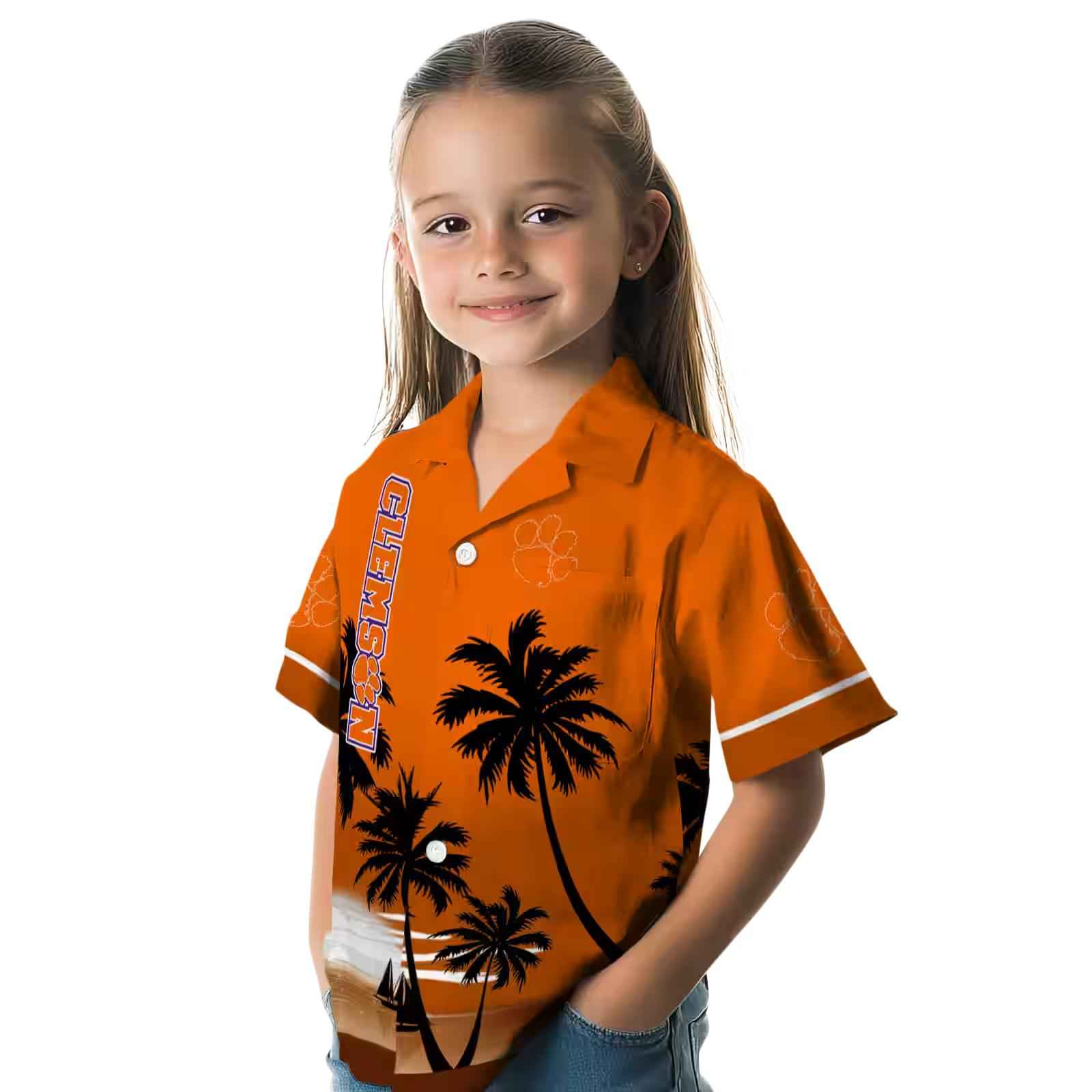 clemson tigers beach sunset orange black hawaiian shirt premium grade