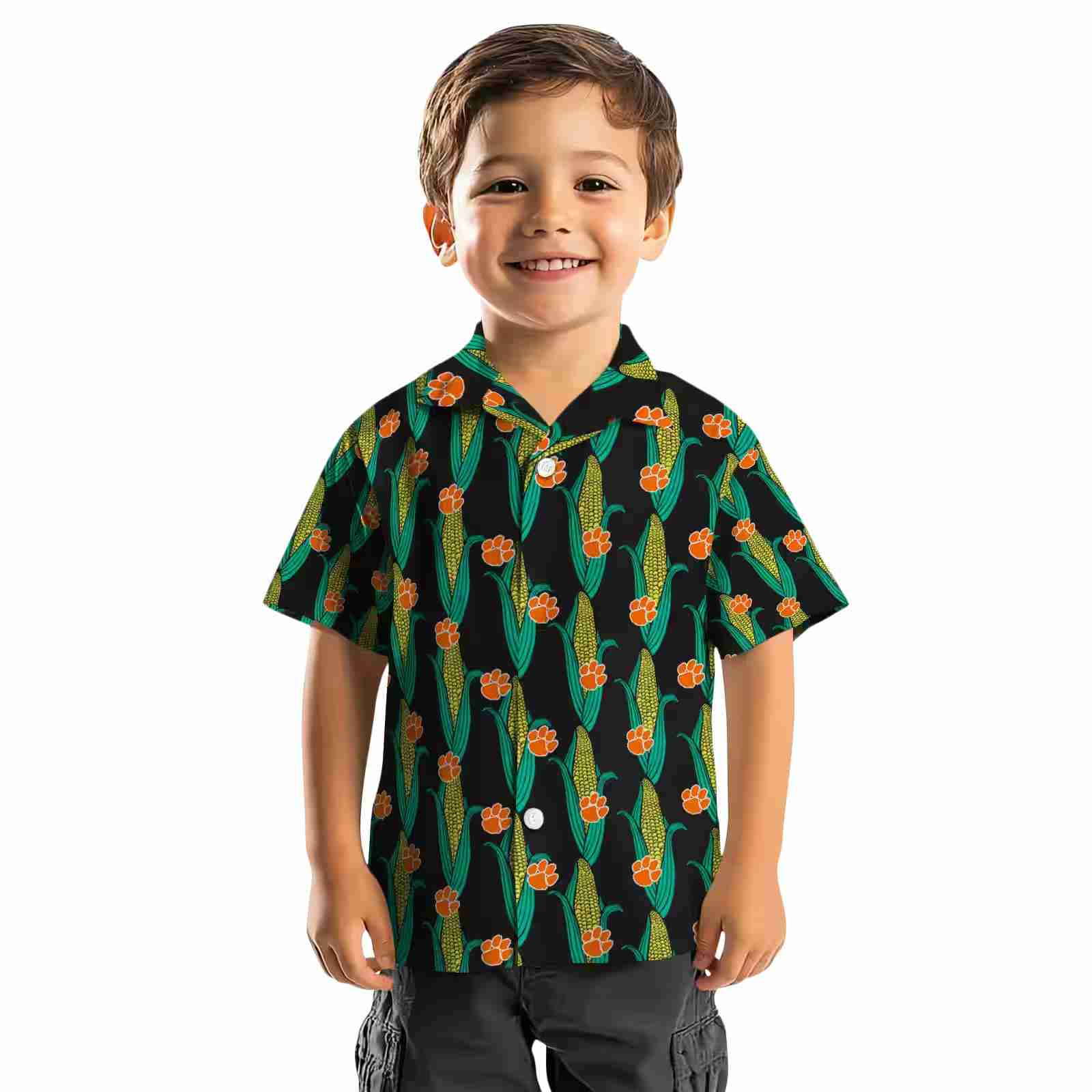 clemson tigers corn motifs black green hawaiian shirt top rated