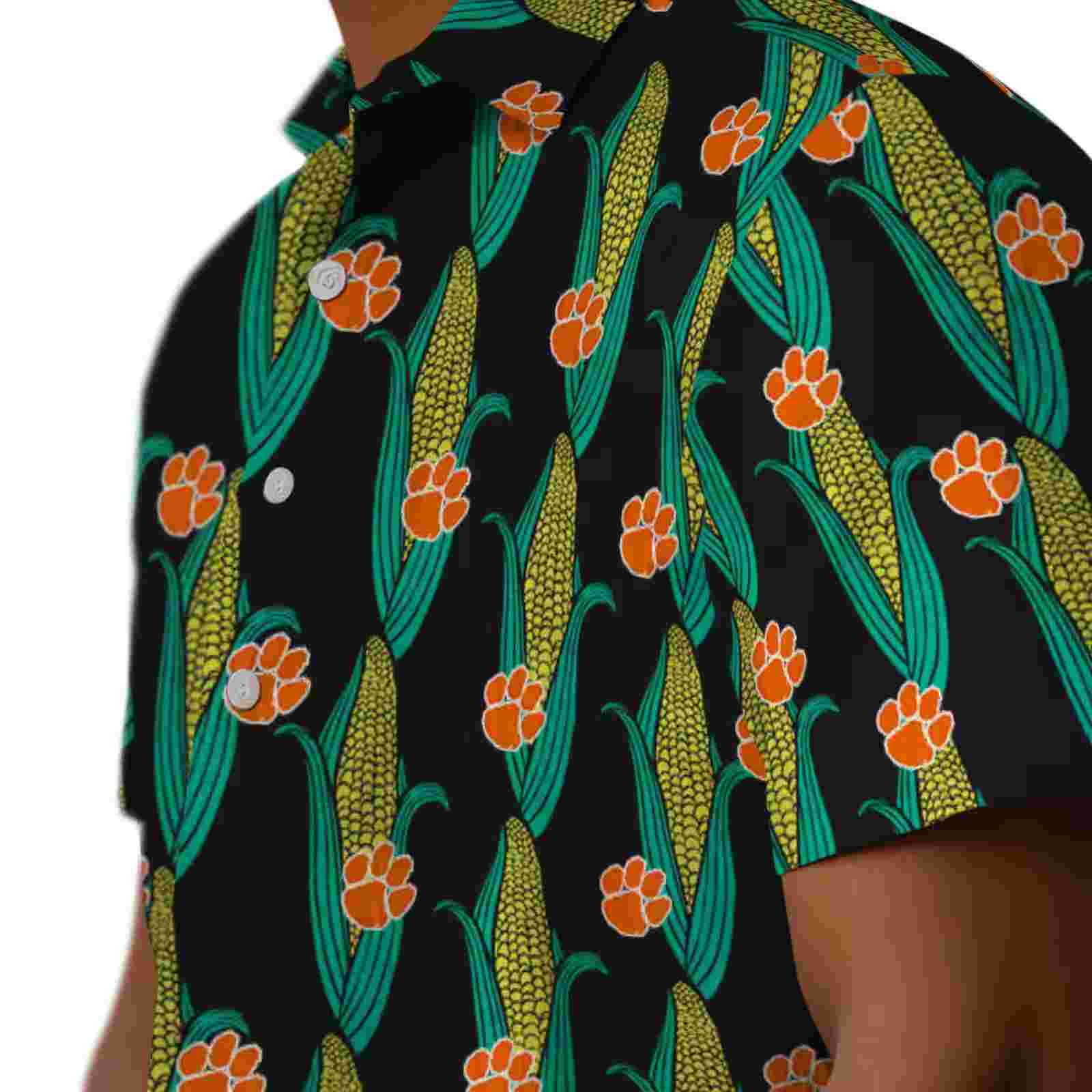 clemson tigers corn motifs black green hawaiian shirt trendy