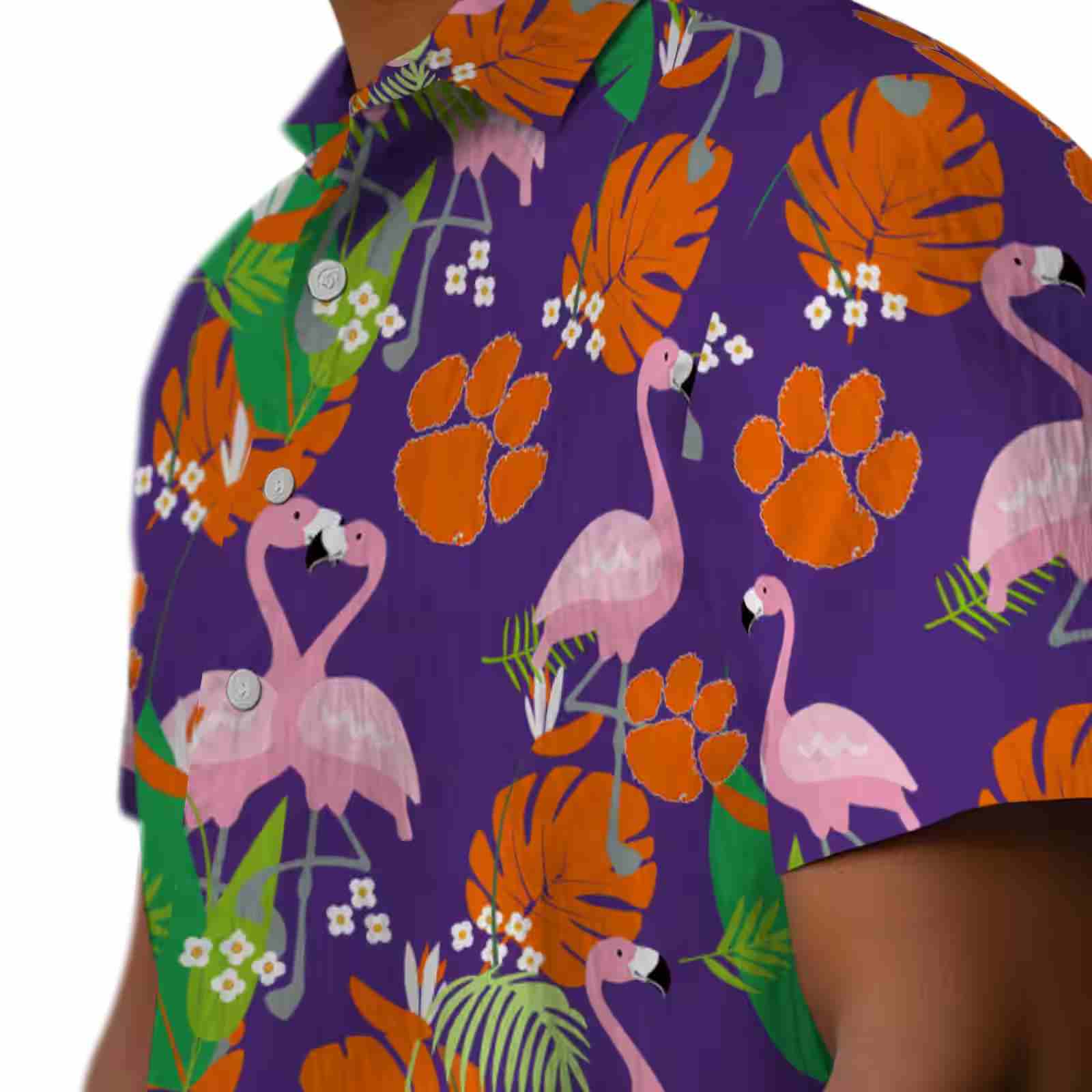 clemson tigers flamingo foliage orange green hawaiian shirt trendy