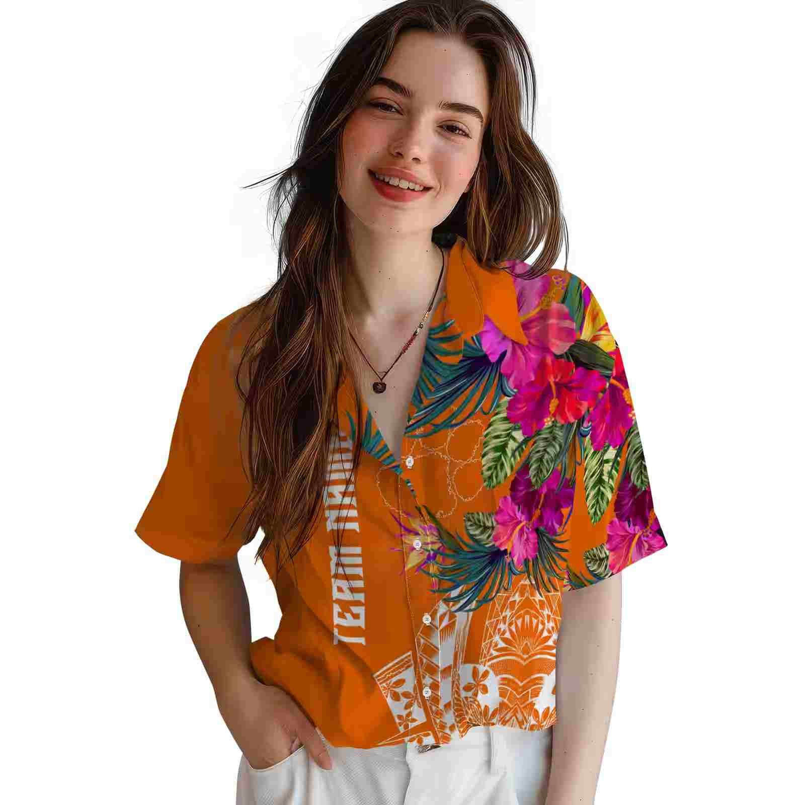 clemson tigers floral polynesian orange hawaiian shirt latest model