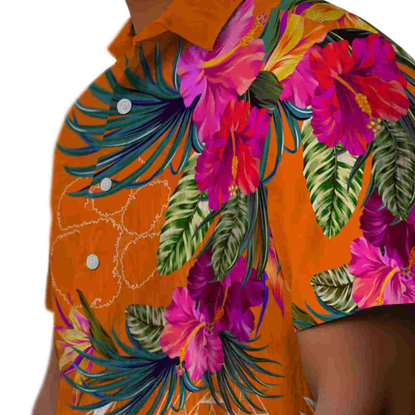 clemson tigers floral polynesian orange hawaiian shirt trendy