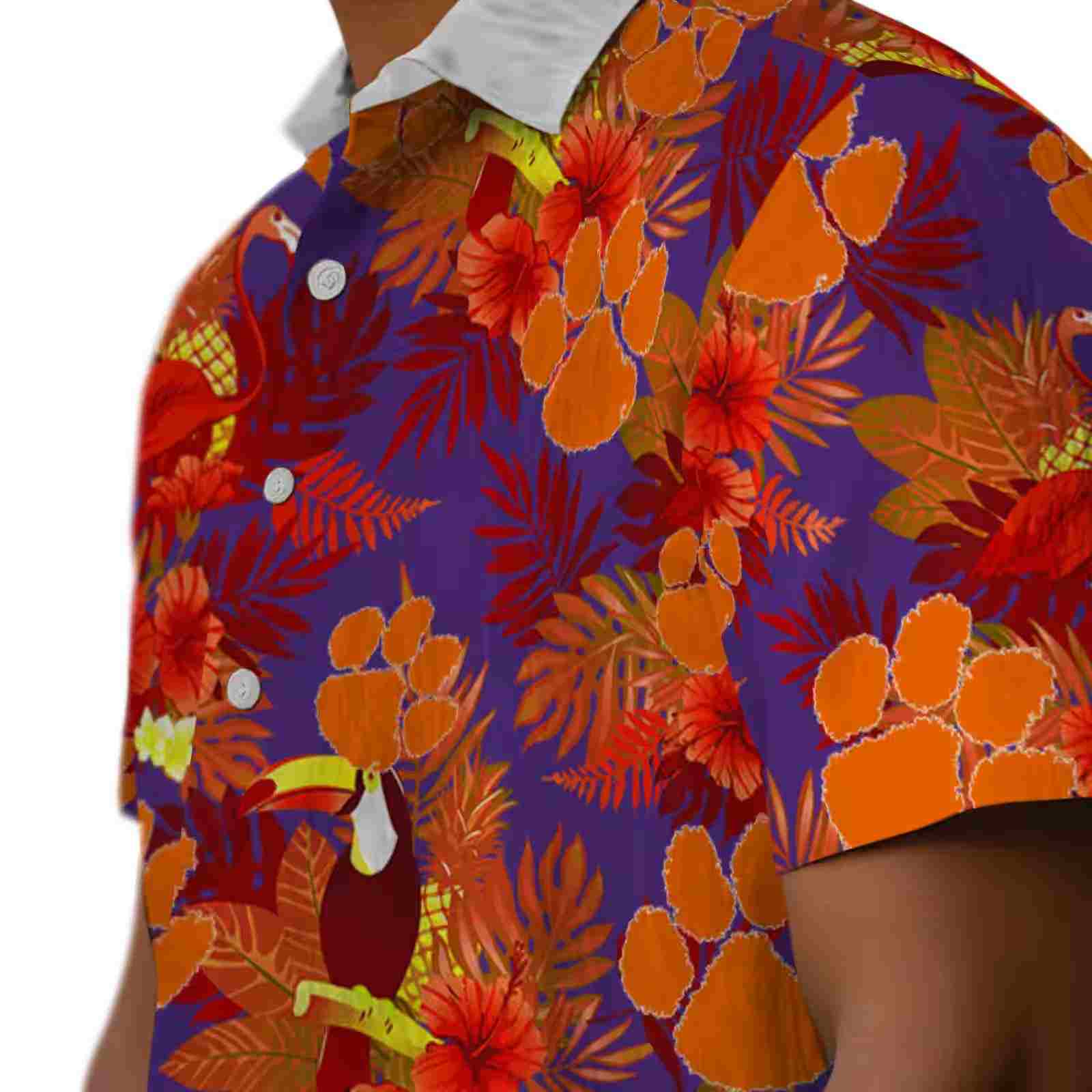 clemson tigers floral toucan orange red hawaiian shirt trendy