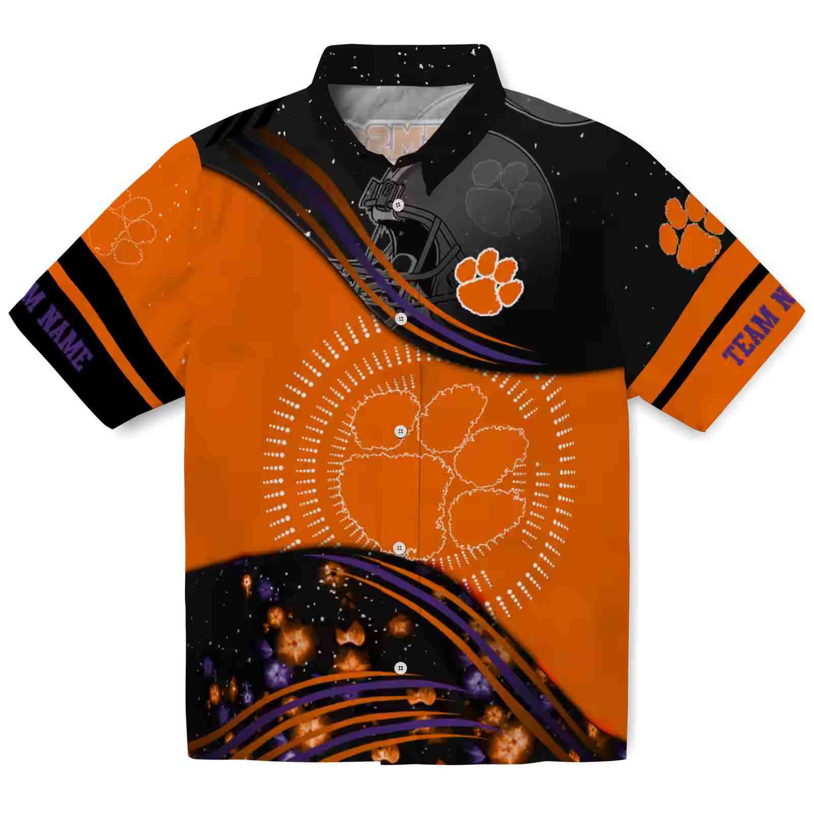 Clemson Tigers Football Wave Orange Black Hawaiian Shirt