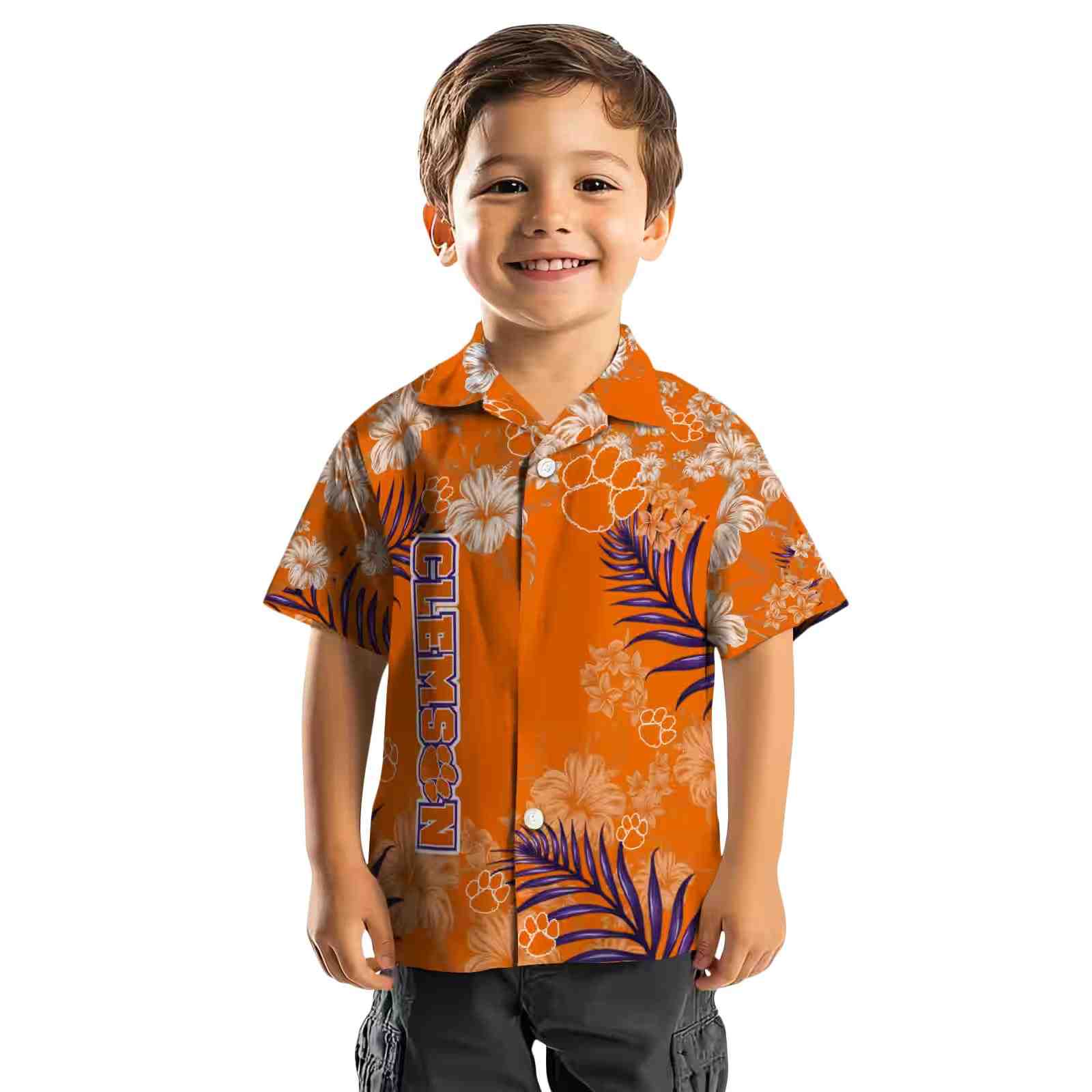 clemson tigers hibiscus print orange hawaiian shirt top rated