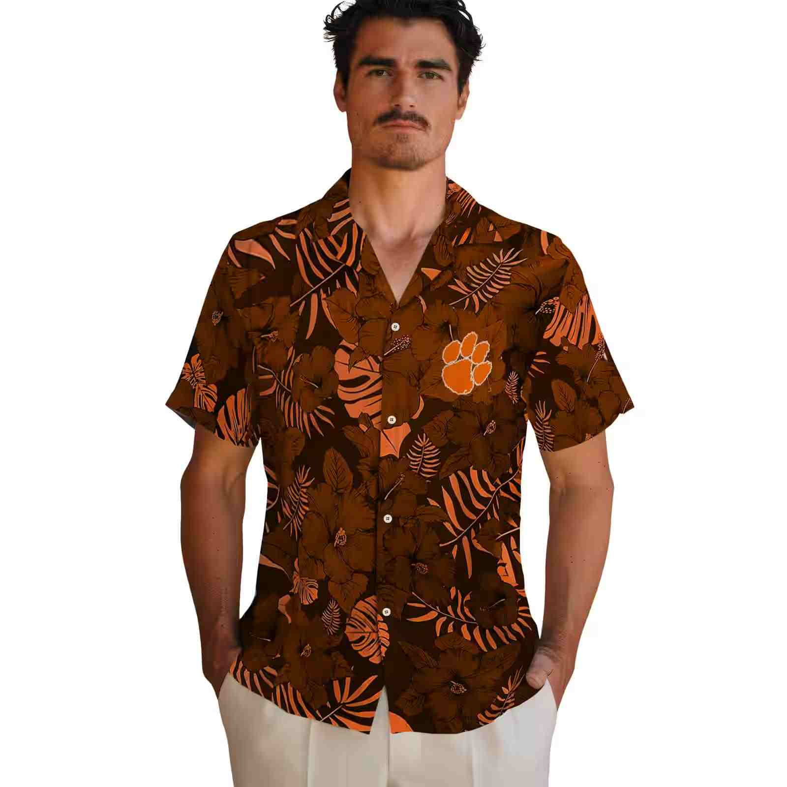 clemson tigers jungle vibes orange hawaiian shirt fashion forward