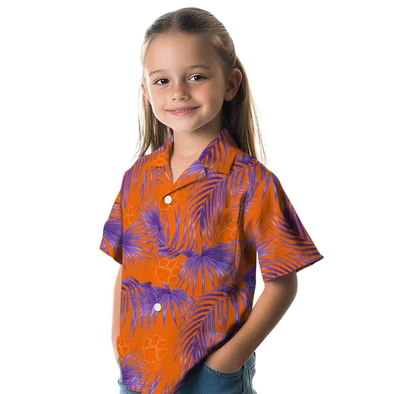 clemson tigers leafy palms orange hawaiian shirt premium grade