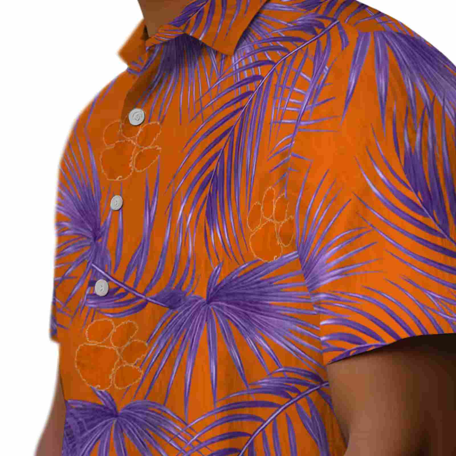 clemson tigers leafy palms orange hawaiian shirt trendy