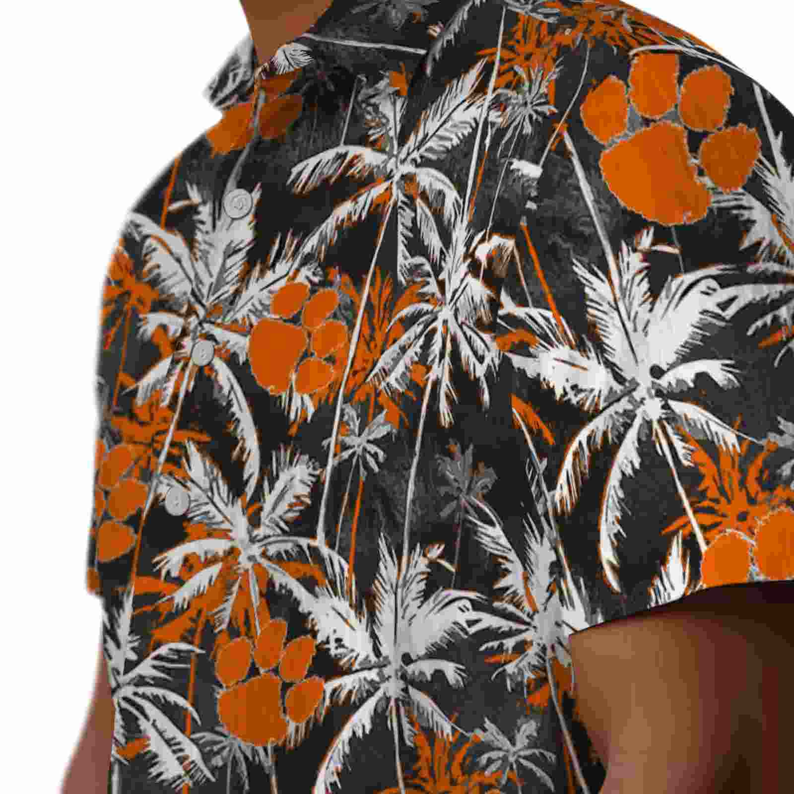 clemson tigers palm pattern orange black hawaiian shirt trendy