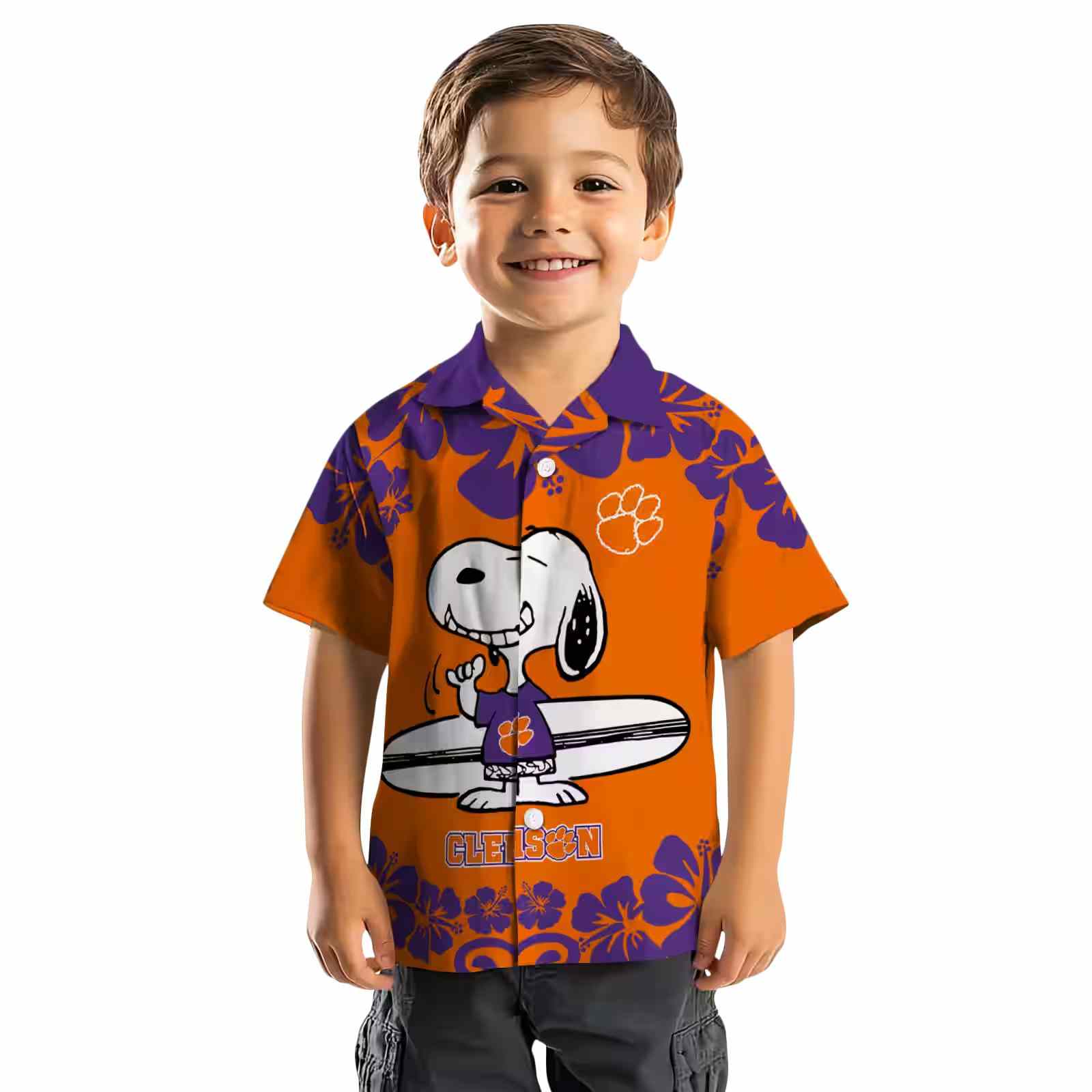 clemson tigers snoopy surf orange white hawaiian shirt top rated