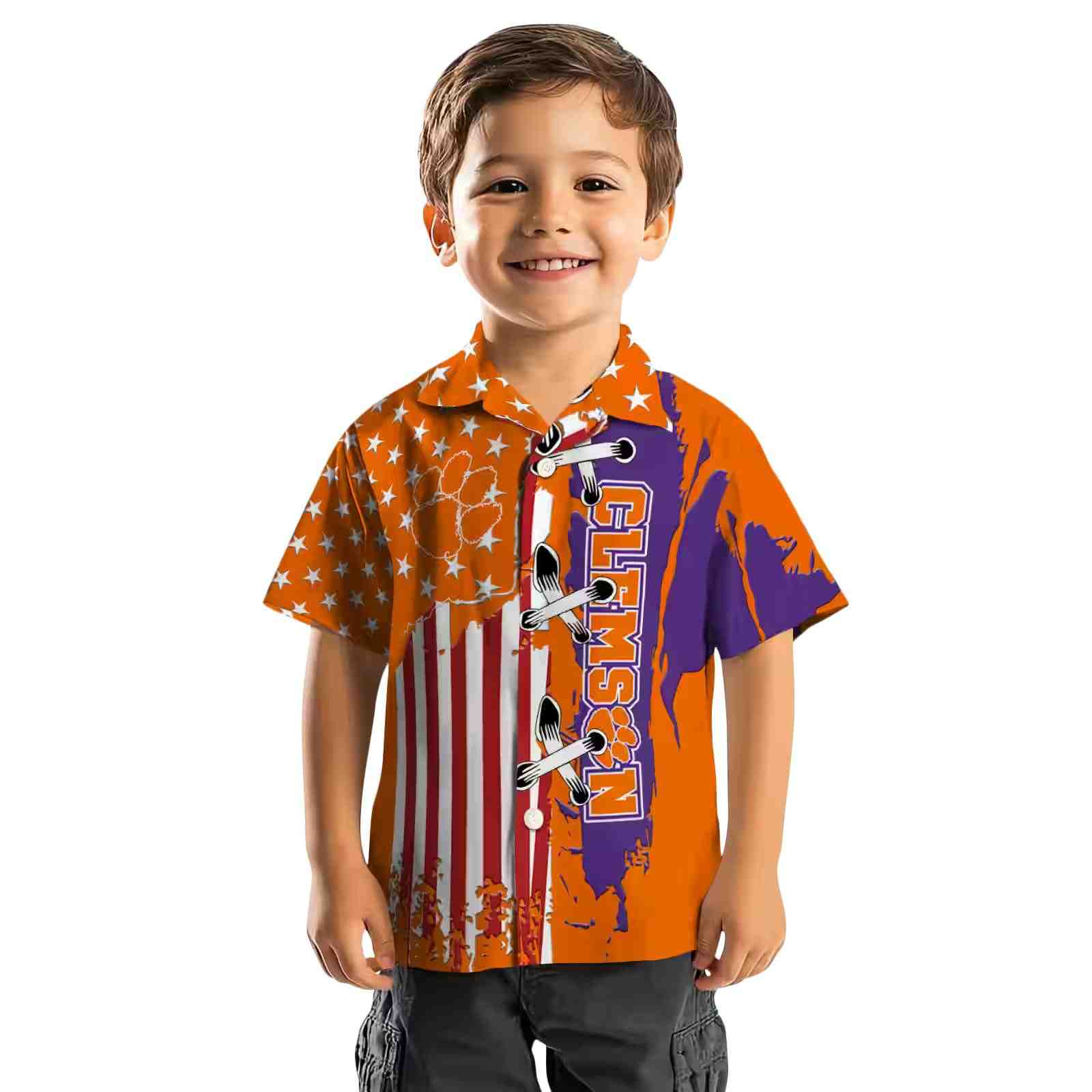 clemson tigers stitched flag orange hawaiian shirt top rated