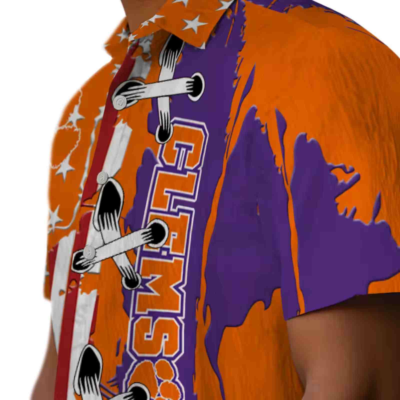 clemson tigers stitched flag orange hawaiian shirt trendy