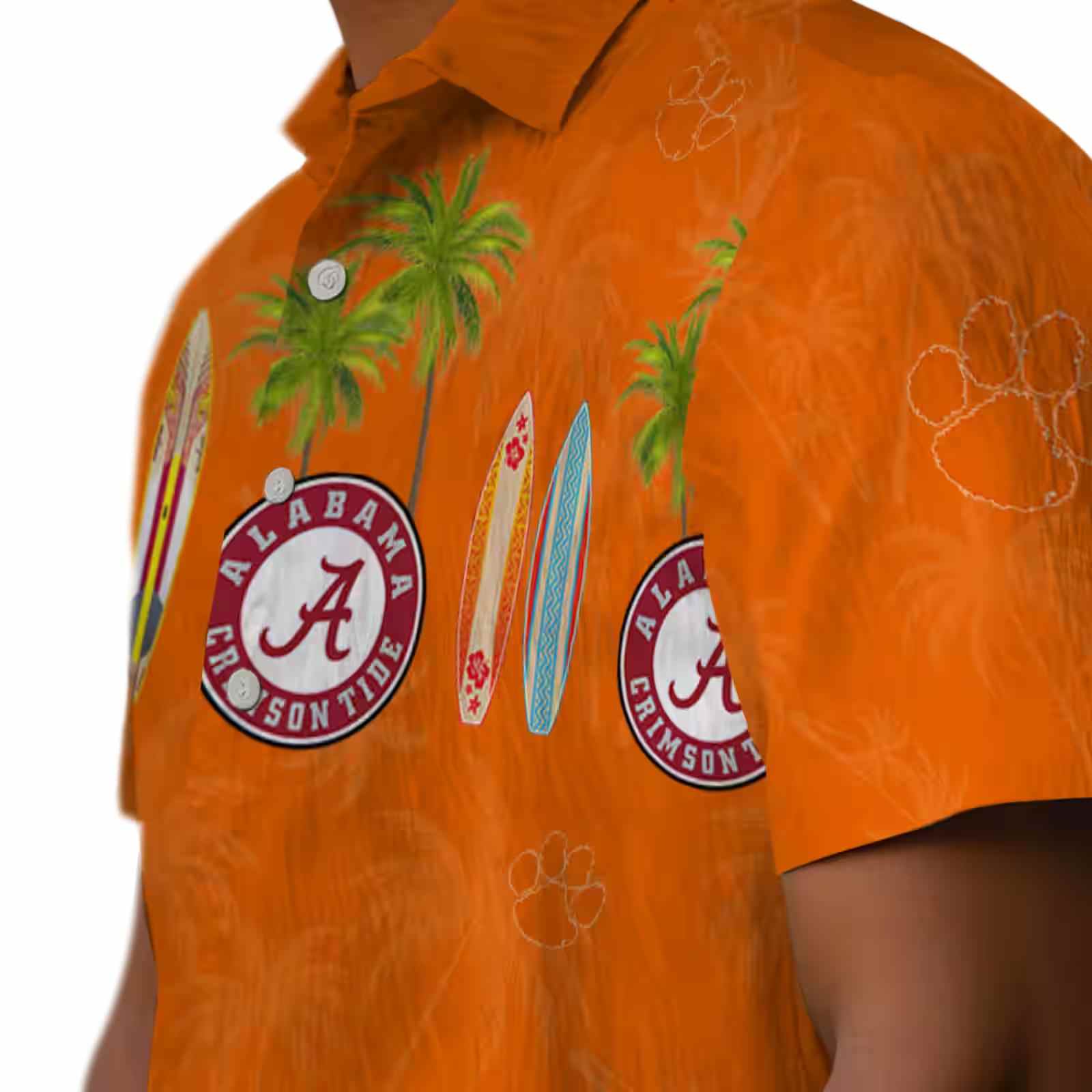 clemson tigers surfboard palm orange hawaiian shirt trendy