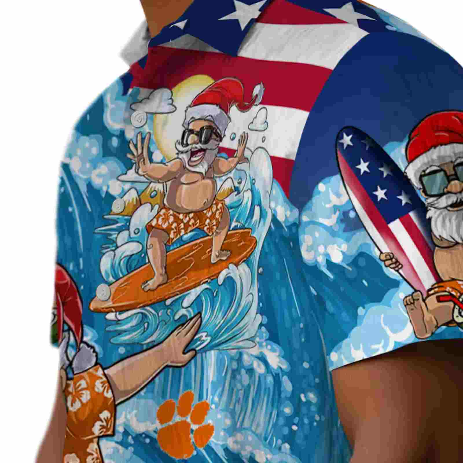 clemson tigers surfing santa blue hawaiian shirt trendy