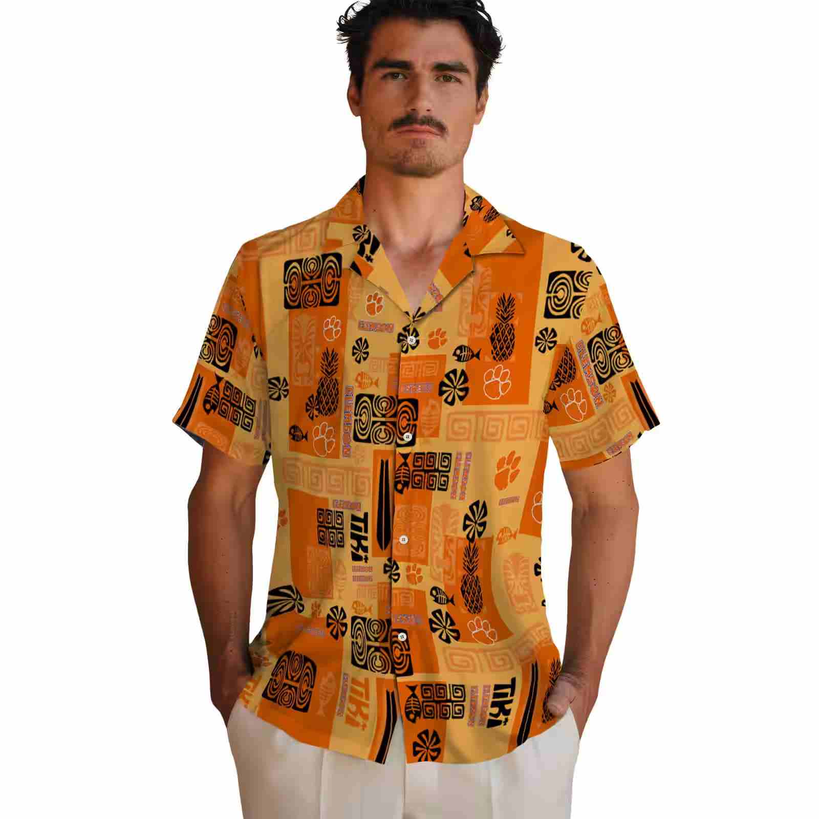 clemson tigers tribal symbols orange hawaiian shirt fashion forward