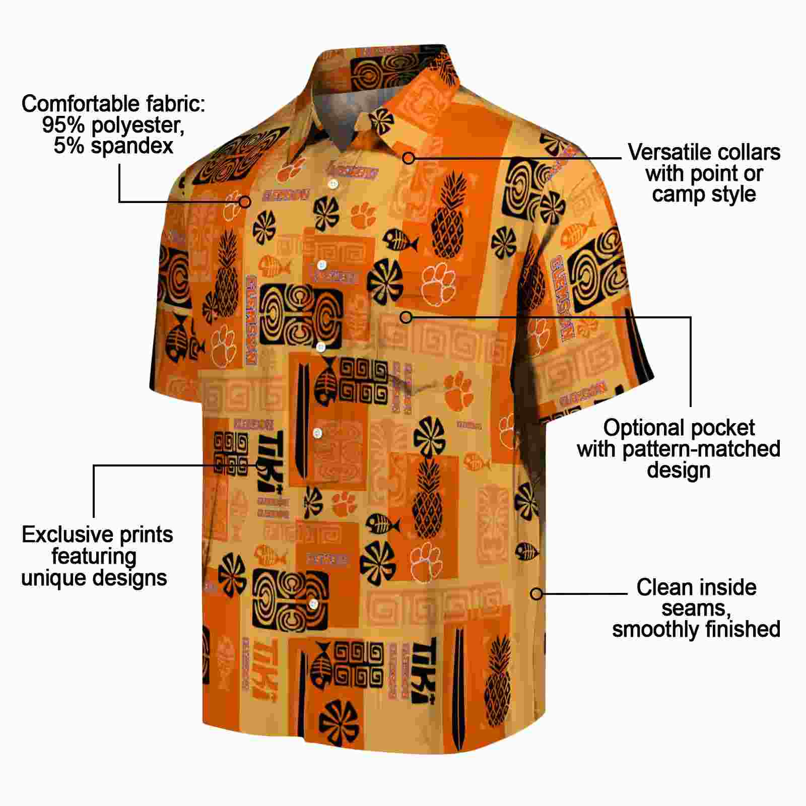 clemson tigers tribal symbols orange hawaiian shirt new arrival